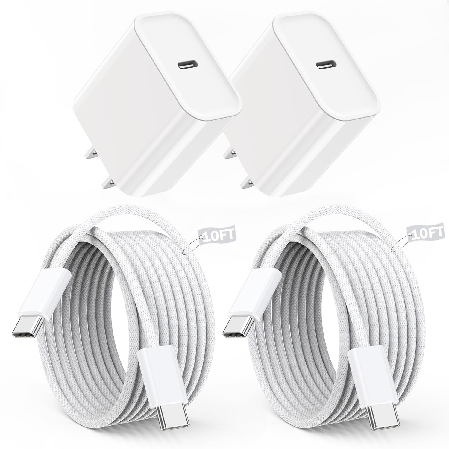 Fast Charger iPhone,10FT iPhone Charger,Long 10Feet Fast Apple Charger USB C to Lightning Cable Cord 2Pack Type C Wall Charger Box Block Plug for iPhone 14/14 Pro Max/14 Plus/13/13 Mini/12/11/X/XR/SE