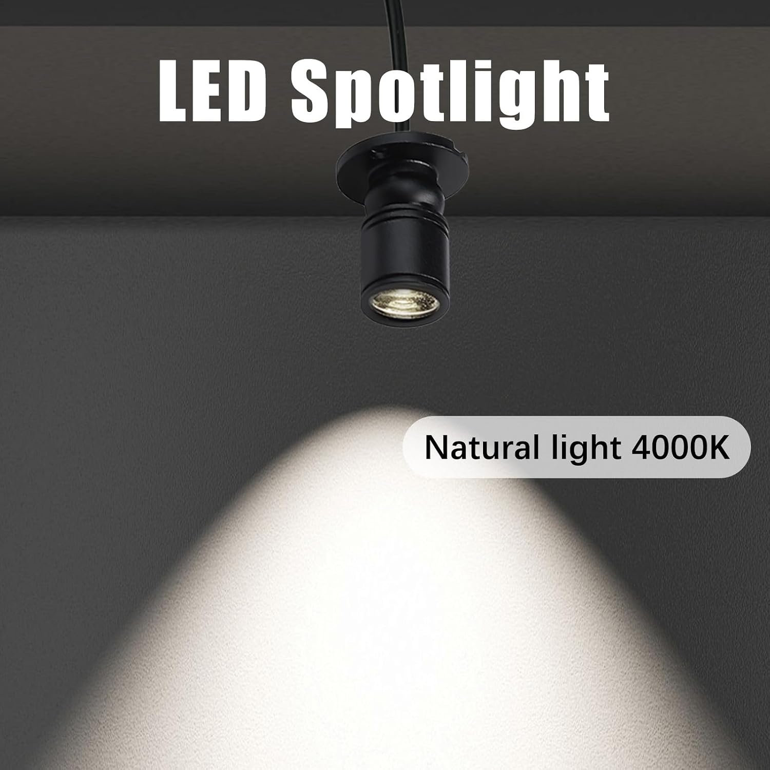 2Pcs LED Spotlight, 6.6 Ft 5V 1W Rotatable Dimmable Mini USB Spot Light with Adhesive, Fit for Cabinet Porch Painting Picture Plants Jewelry Showcase Model Display Shelves (Natural Light 4000K)