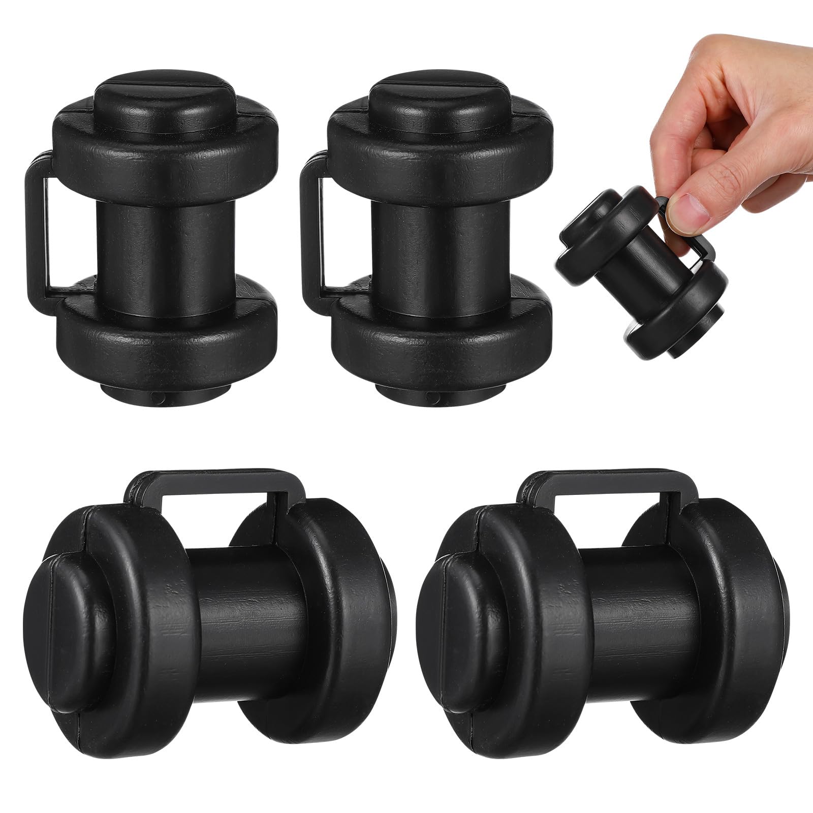 DEEPCRAFF 6-piece Trampoline Pole Caps - Wear-resistant Plastic Replacements for 1-inch Enclosure Safety Net Poles - Black Rod End Covers