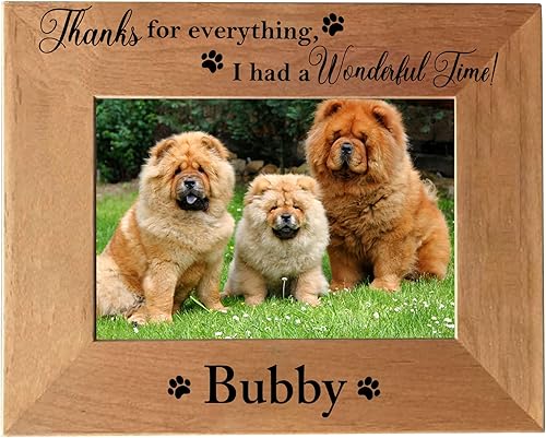 Chow Chow Dog - Marco de fotos conmemorativo personalizado, con nombre de mascotas y fechas conmemorativas opcionales, marco de fotos de madera