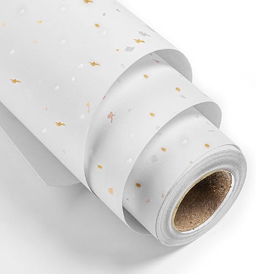 MAYPLUSS Metallic White Wrapping Paper Jumbo Roll - 30Inch X 328Feet Chic Solid Color Pearlescent Texture Birthday Wrapping Sheet Beige Gift Wrap Paper For Wedding Baby Shower Anniversary - View #2