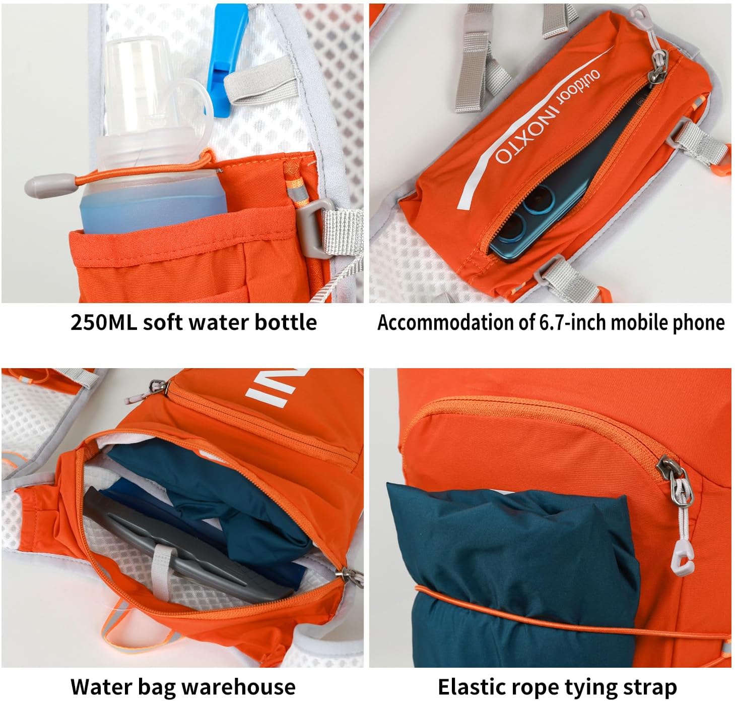 INOXTO Running Hydration Vest Backpack,Lightweight Insulated Pack with 1.5L Water Bladder Bag Daypack for Hiking Trail Running Cycling Race Marathon for Women Men