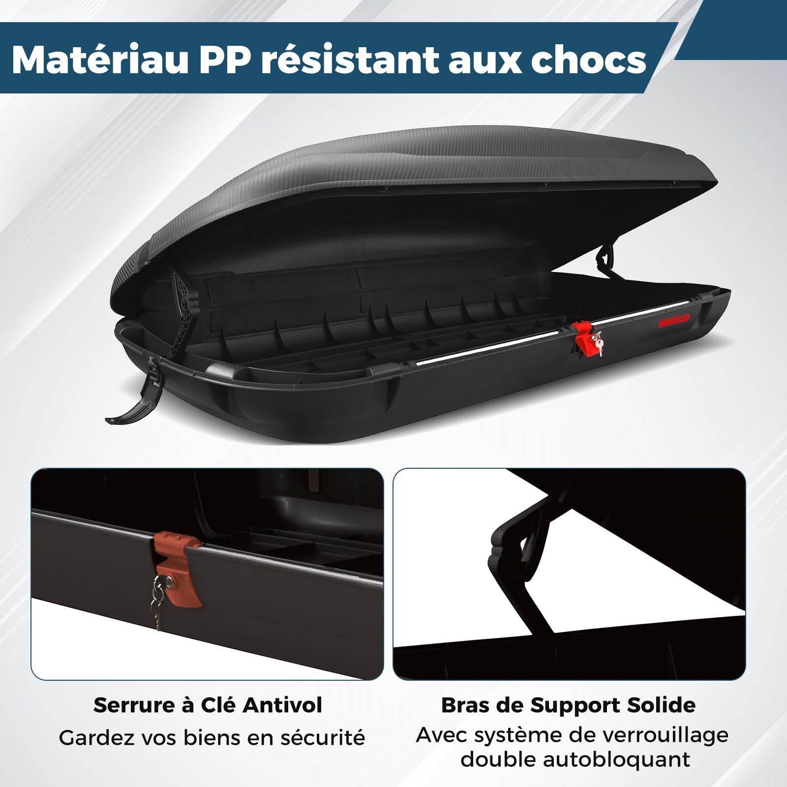 GYMAX Coffre de Toit Voiture, Sac de Toit Rigide vec Clés de Sécurité, de Transport Étanche et Robuste en PP, Design Aérodynamique, pour Voyage, Déménagement (400L)