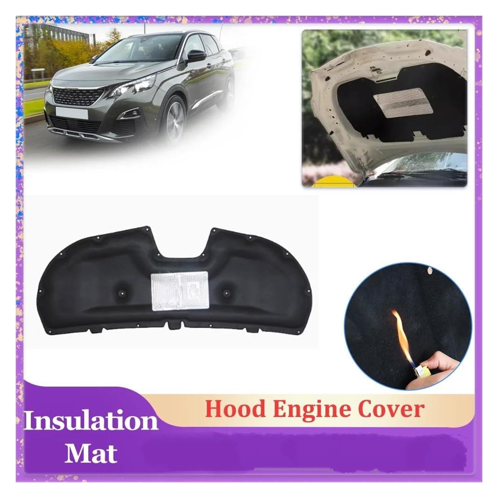 Insulation Cotton Coussin isolant pour capot voiture Pour Peugeot 3008 P84 2017 2018 2019 2020 doublure moteur coton, tapis chauffant insonorisant Insonorisé Heat Pad