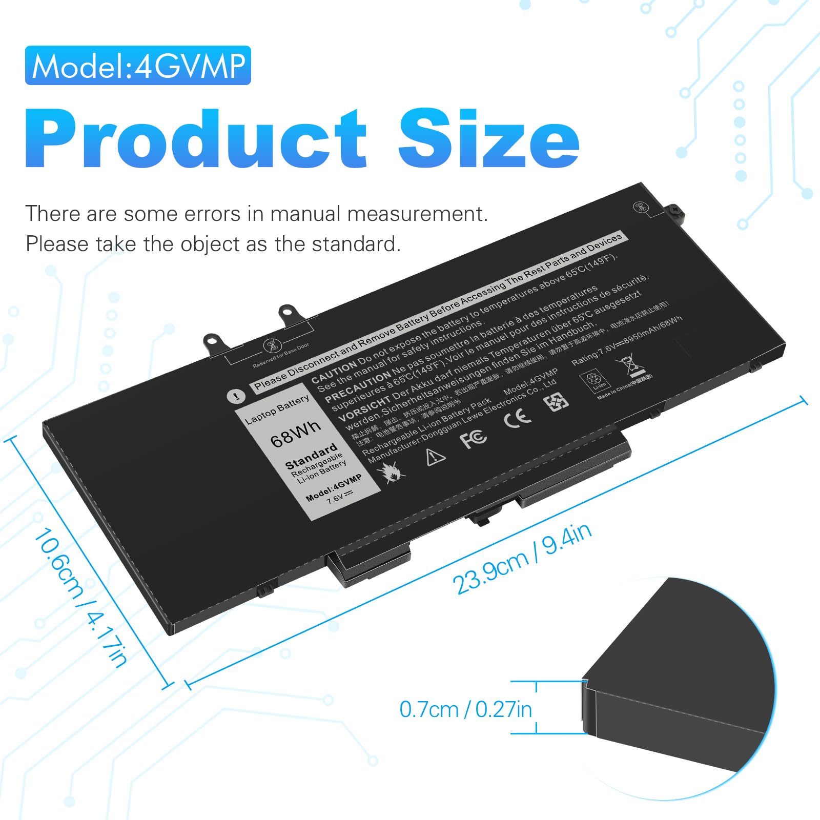 4GVMP Laptop Battery for Dell Latitude 5400 5500 E5400 E5500 Business Inspiron 7590 7591 7791 2n1 2-in-1 Precision 3540 M3540 Series 1V1XF R8D7N RF7WM 9JRYT X77XY C5GV2 0C5GV2 MCV1G Notebook Battery