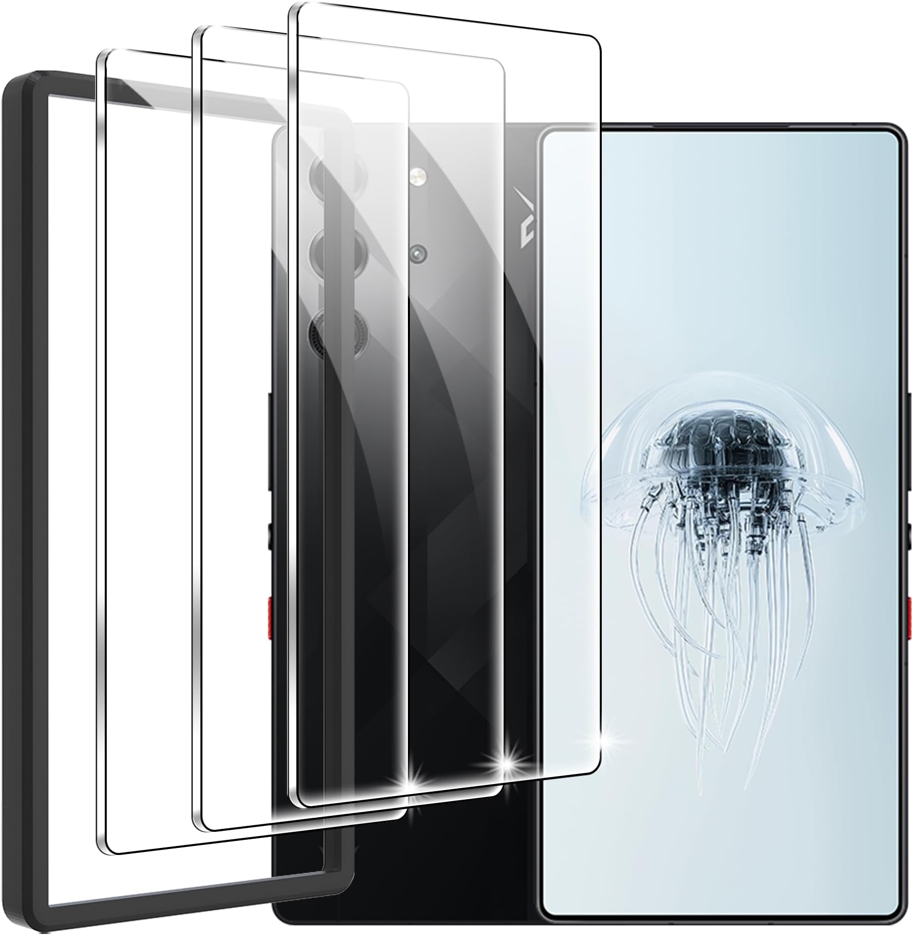 for ZTE nubia Red Magic 10 Pro/ 10 Pro+ Screen Protector 6.85 inches with Installation Frame, HD Scratch Resistance 9H Tempered Glass, Case friendly【3-Pack】