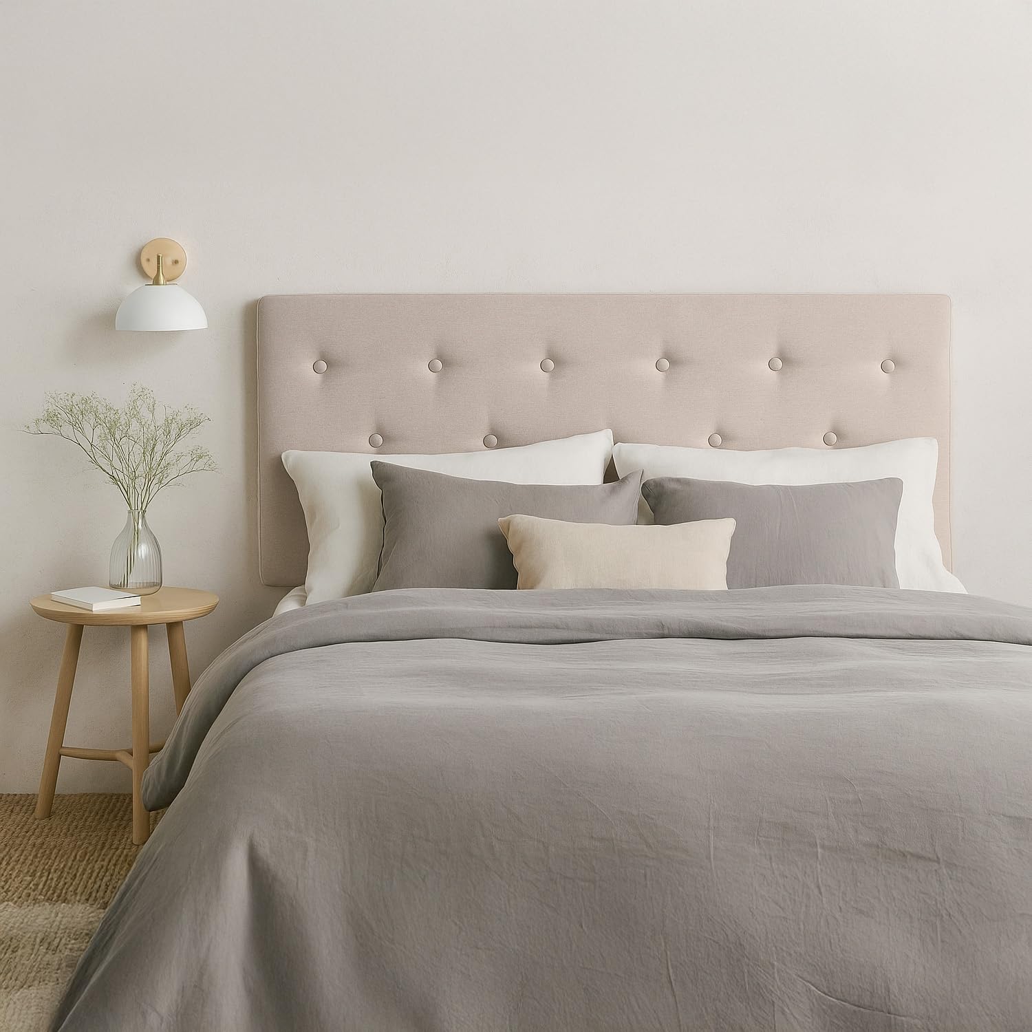 INTENSE DECO Tête de lit capitonnée Théa 140cm Tissu Beige