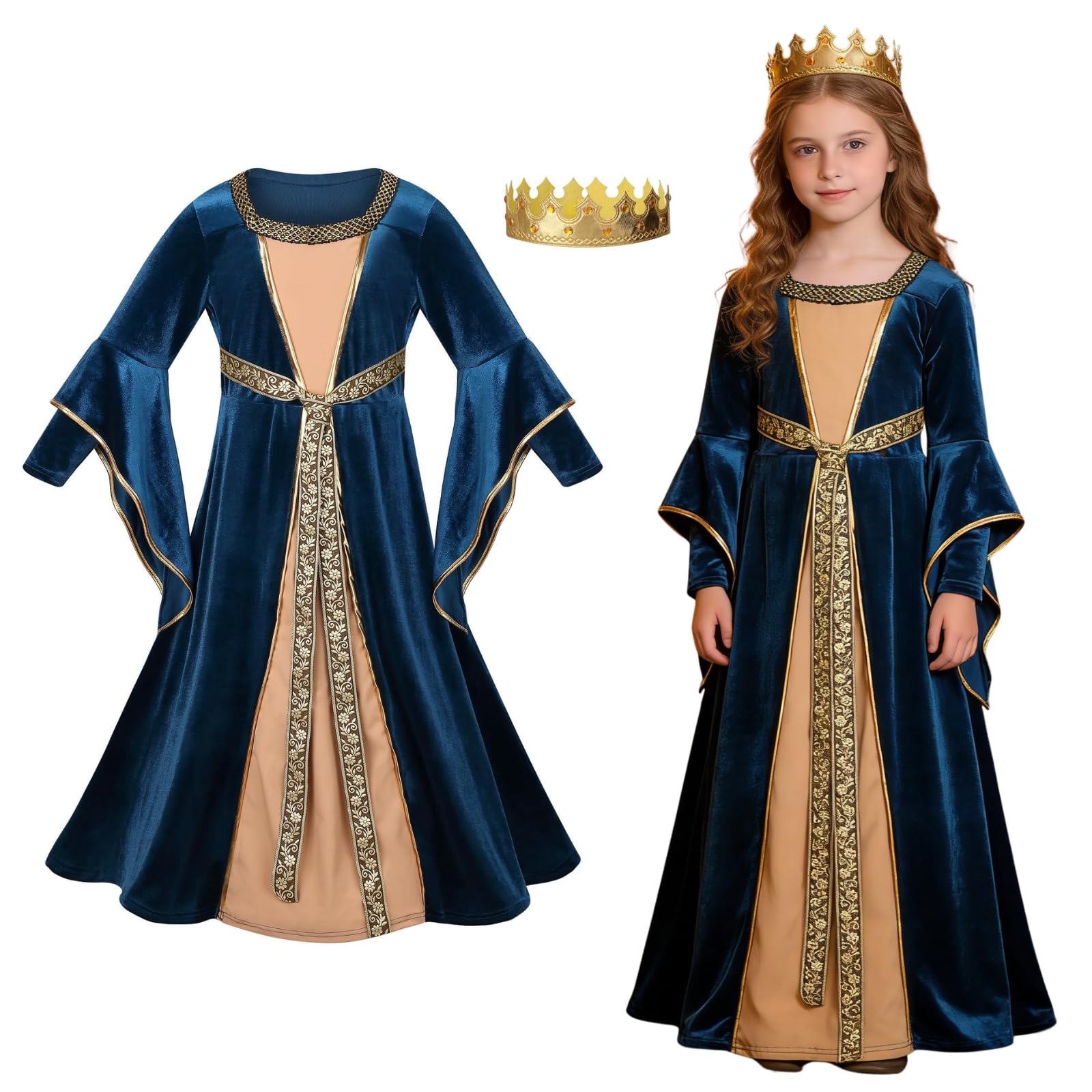 Photo 1 of Colorful House Girls Renaissance Dress Medieval Dress Royalty Princess Child Dress Up Fancy Costume for Halloween - M