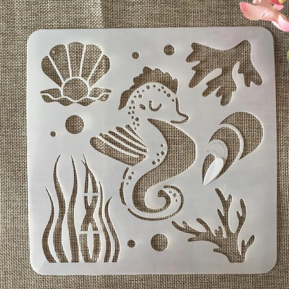 20 stencil riutilizzabili da 20 cm, motivo: sirena marina, pesce oceano, per dipingere la casa su legno, portico, porta d'ingresso, parete, decorazione per la casa