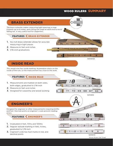 Miniatura 2 de Keson WR18M - Regla de madera plegable inglesamétrica, 78 pulgadas