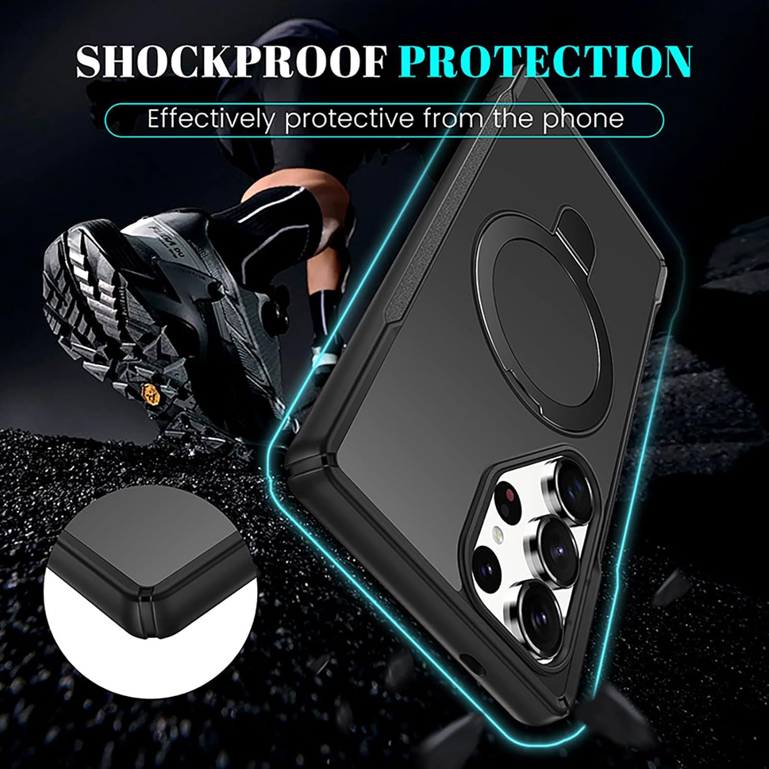 Magnetic Case for Samsung Galaxy S26/S26 Plus/S26 Ultra, with 360°Rotating Kickstand Drop Protection Shell Slim Antiskid Cover(Brown,S26 Plus)