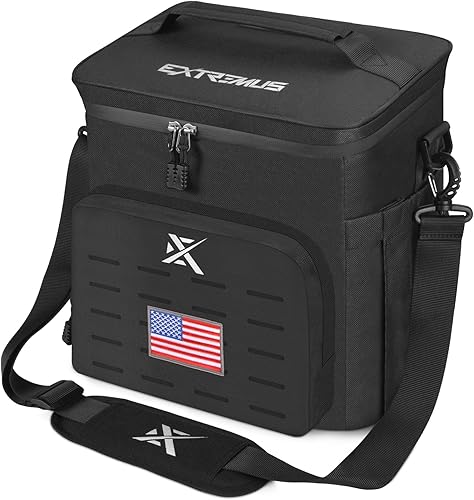 Extremus Bolsa de almuerzo grande con aislamiento de madera capacidad de 30 latas 20 litros 7 bolsillos lonchera táctica grande a prueba de fugas