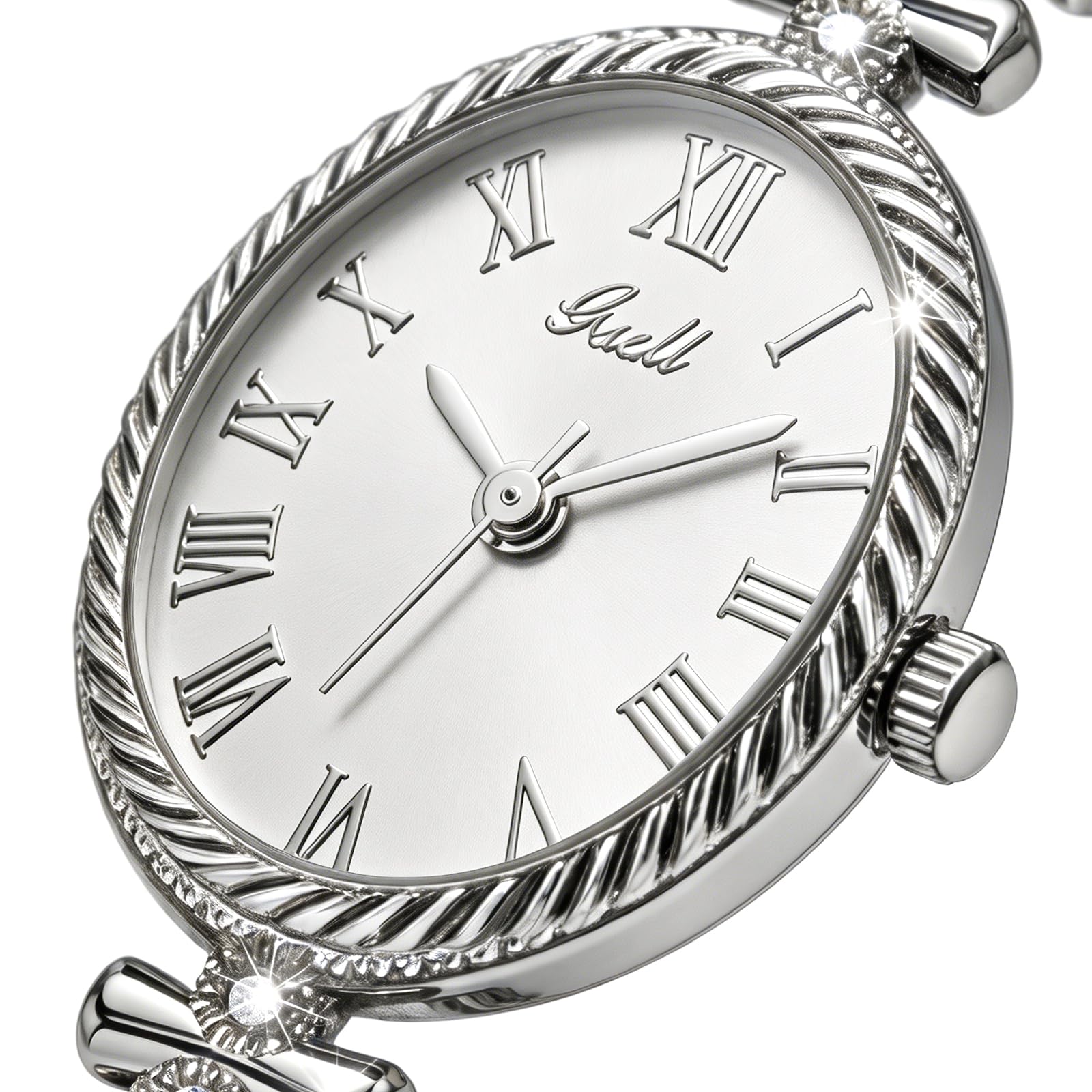 eYotto Zierliche Uhren für Damen, zierliche, ovale Armbanduhr mit schmalen Diamanten, leicht ablesbar, kleine analoge Quarzuhr, wasserabweisend, verstellbares Armband, Armbanduhr für Mutter und Frau