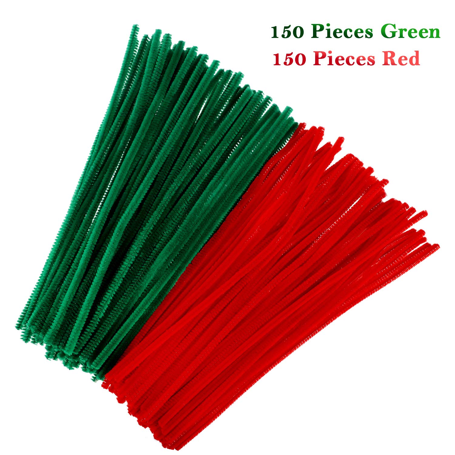 300 piezas de limpiadores de tuberías, manualidades, tallos de felpilla para proyectos de manualidades, suministros de decoración de Navidad, 0.236 in x 12 pulgadas, rojo y verde () 3
