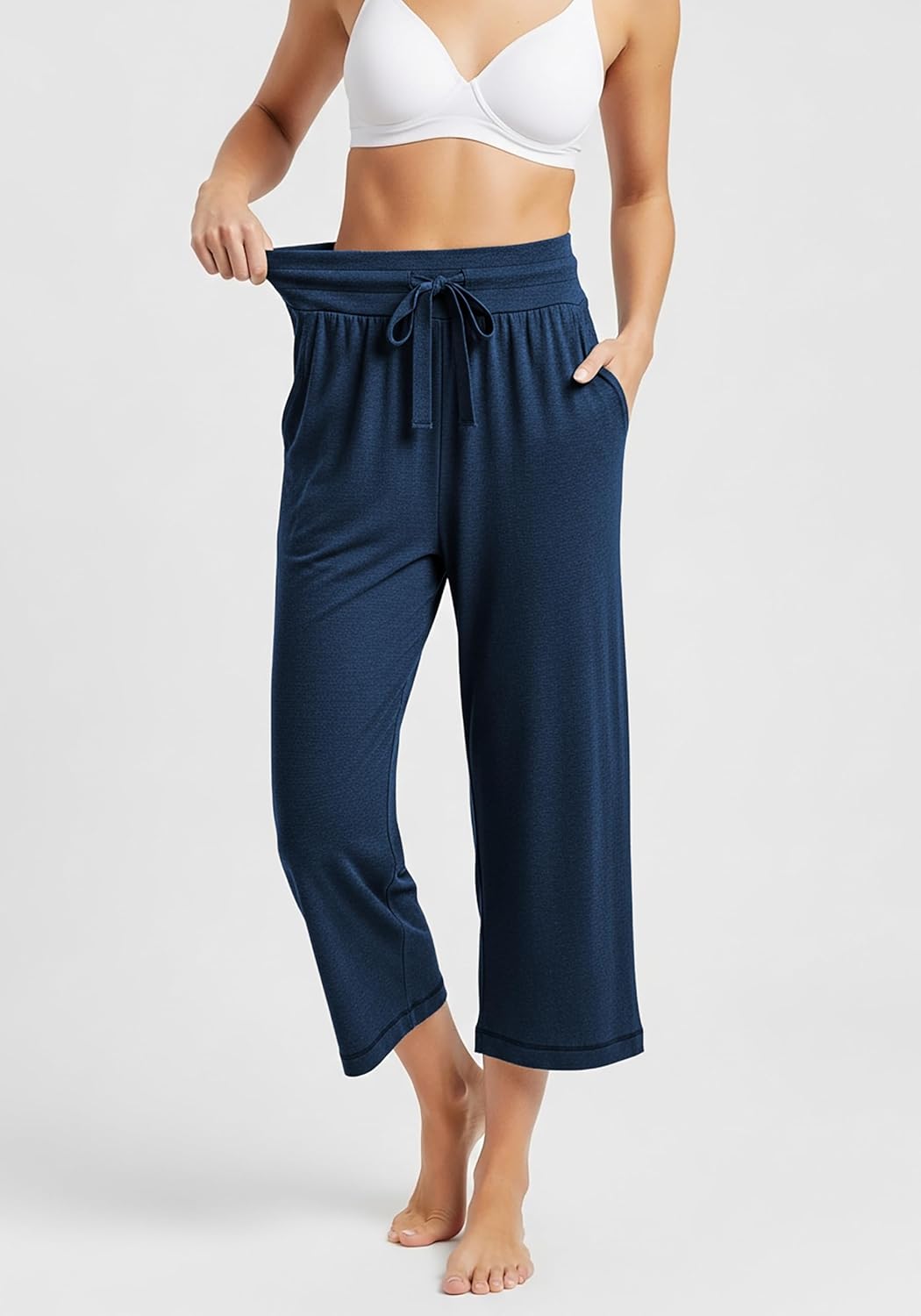 Sexy Basics Women's Ultra Soft French Terry Cotton Capri Bottoms | Drawstring & Pockets Pants | Multi Packs - Image 5
