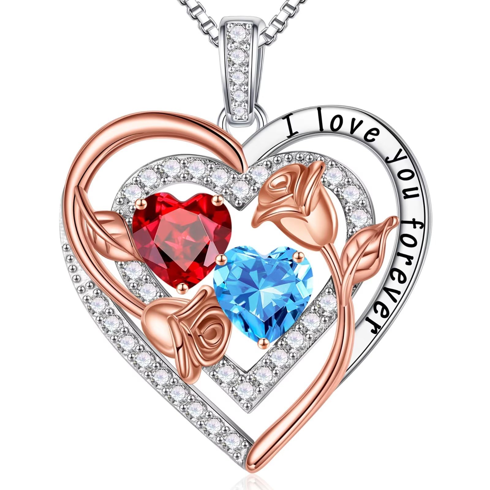 Iefil Sterling Silver Birthstone Necklace