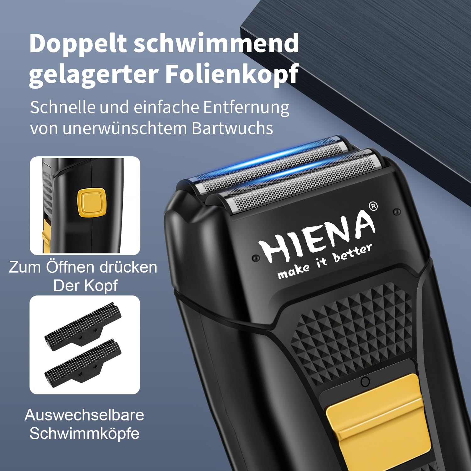 HIENA Professionelles Haarschneideset für Männer, Schnurloses Barbierschneideset und Trimmer Set, USB aufladbares elektrisches Barttrimmer & Nasenhaartrimmer Set, Folienrasierer & Männergesichtspflege