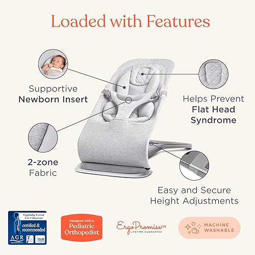 Miniatura 7 de Ergobaby Evolve - Gorila 3 en 1, asiento ajustable de múltiples posiciones para bebé, se adapta a recién nacidos a niños pequeños, verde oliva suave