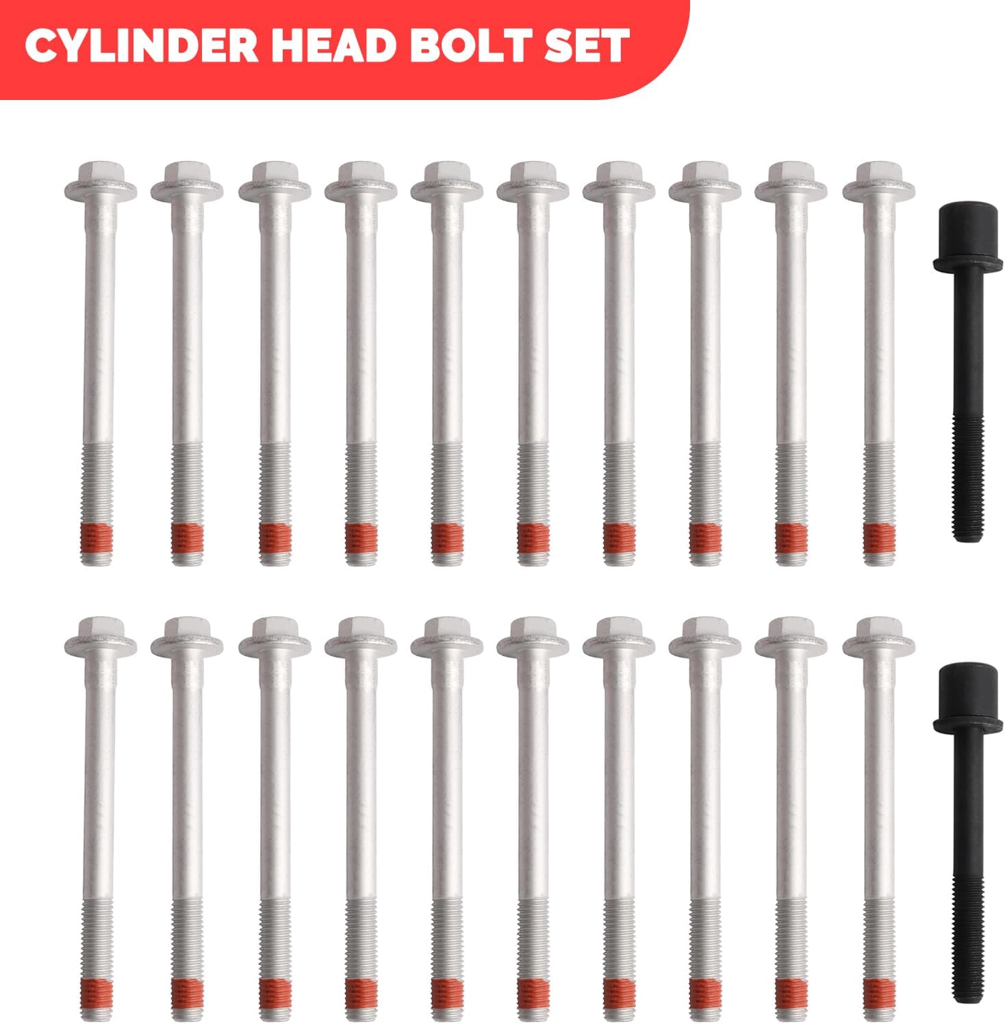 AUCERAMIC ES73121 Engine Cylinder Head Bolt Set for 2015-2021 Cadillac Escalade 2014-2021 Chevrolet Express Silverado Suburban Tahoe GMC Savana Sierra 1500 2500 3500 Yukon XL 5.3L 6.2L 6.6L V8