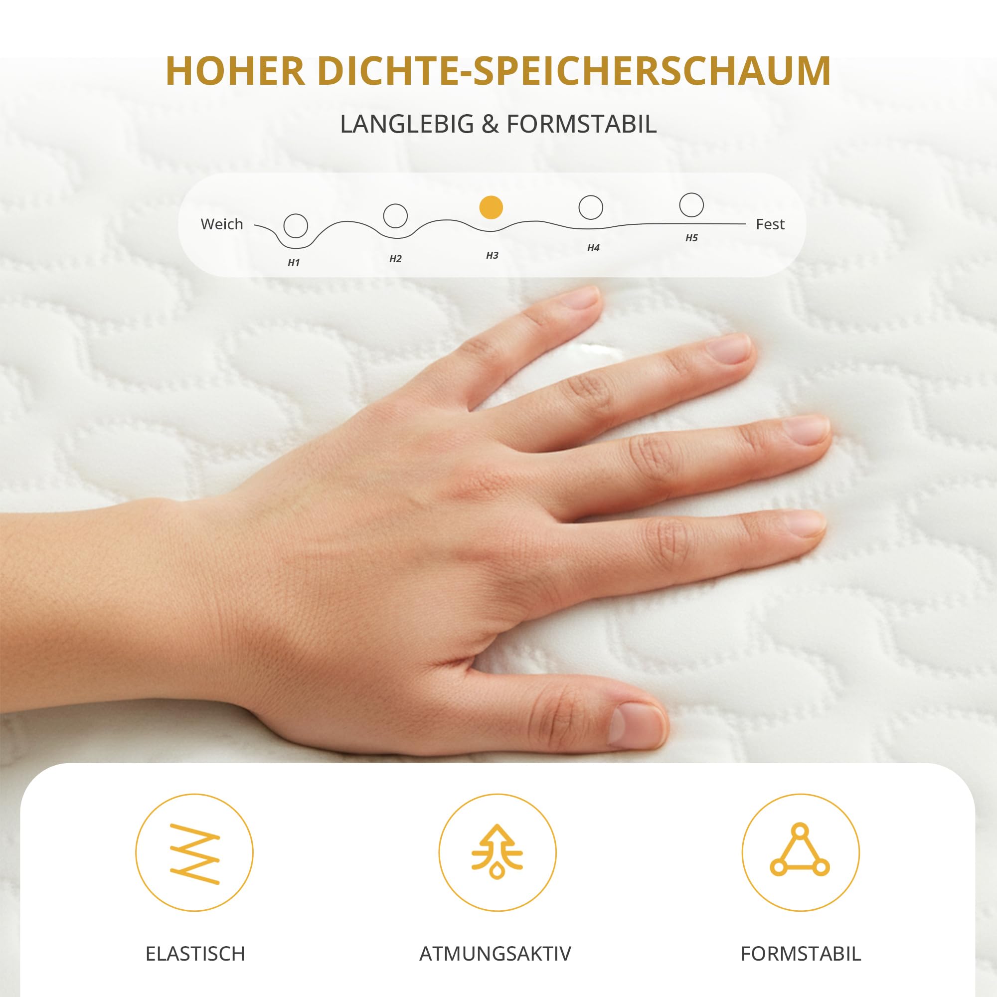 Taschenfederkernmatratze 180x200 cm 7-Zonen ergonomisch Matratze,Härtegrad H3,Mittelfest, 25 cm Höhe,Memoryschaum atmungsaktiv, Waschbarer Bezug,Oeko-TEX Standard 100 Zertifiziert