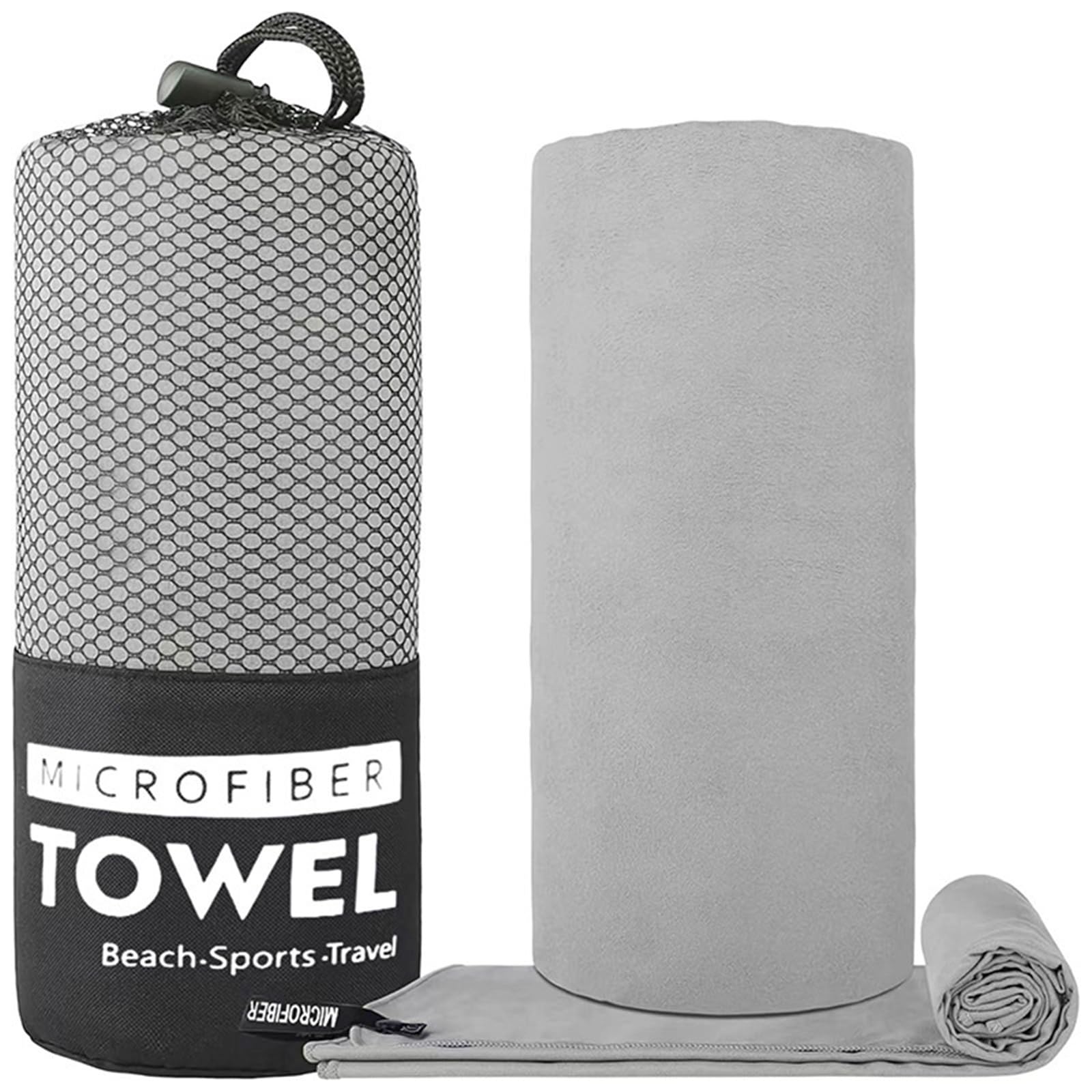 GMEqfhpOPS Quick-Drying Sports Towel Thick Sand Free Microfiber Quick Dry Towel, Super Absorbent Soft Swim BeachTowels for Men, Women Towels Bath(Light grey,50x110cm)