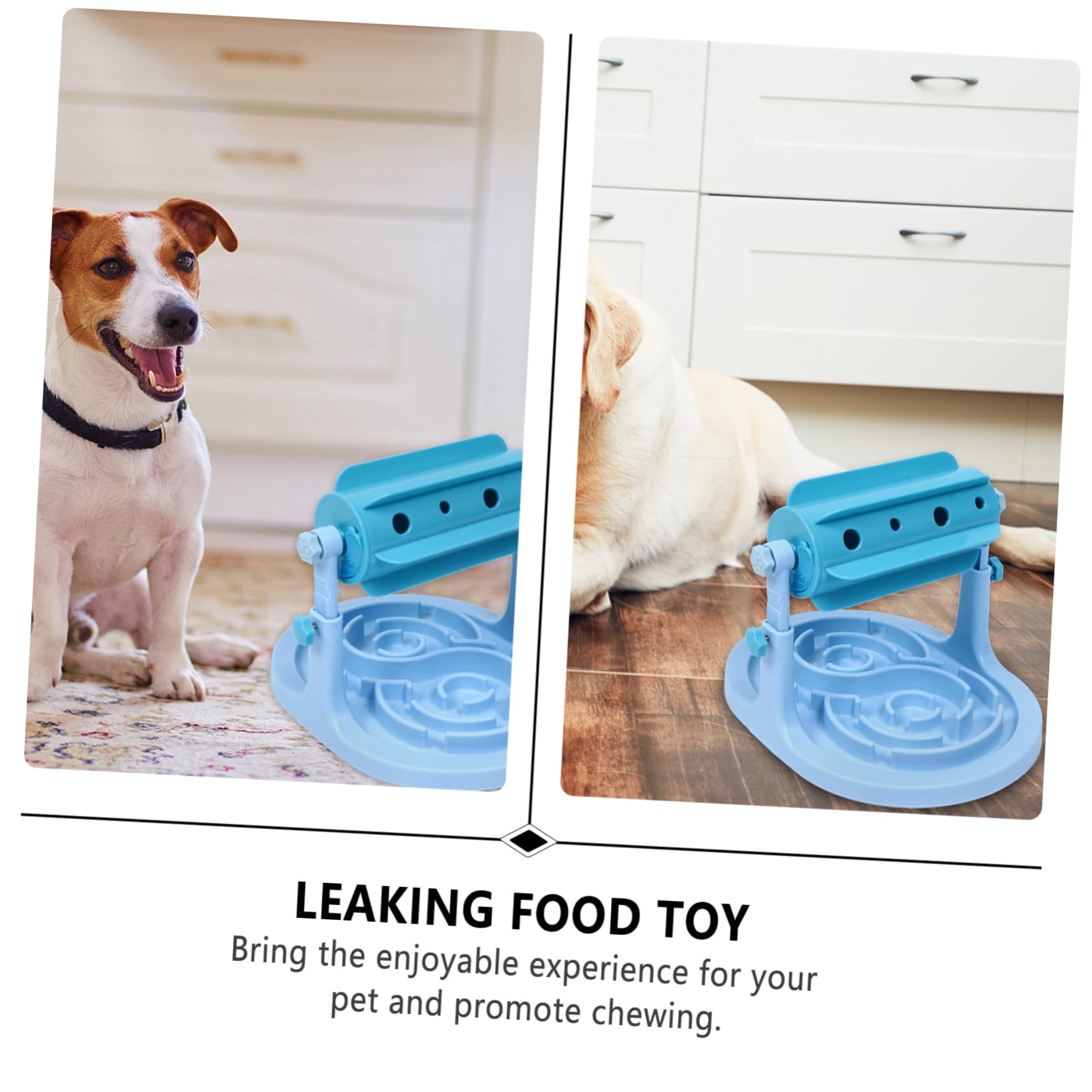 ibasenice Gamelle pour Chien et Chat en Abs Bleu Distributeur de Nourriture Ajustable, Anti-Fuite, pour Augmenter Le Plaisir de Manger Lentement la Maison