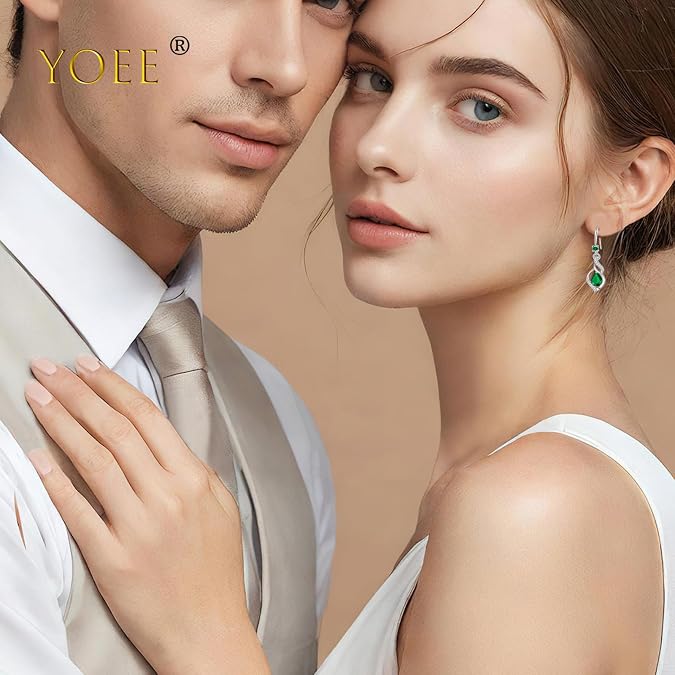 YOEE Sterling Silver Post Dangly Earrings for Women, Infinity Love Hypoallergenic Earring for Sensitive Ears with Teardrop Cubic Zirconia, Birthstone Jewellery Gifts Birthday Grandma Mothers Day Gift