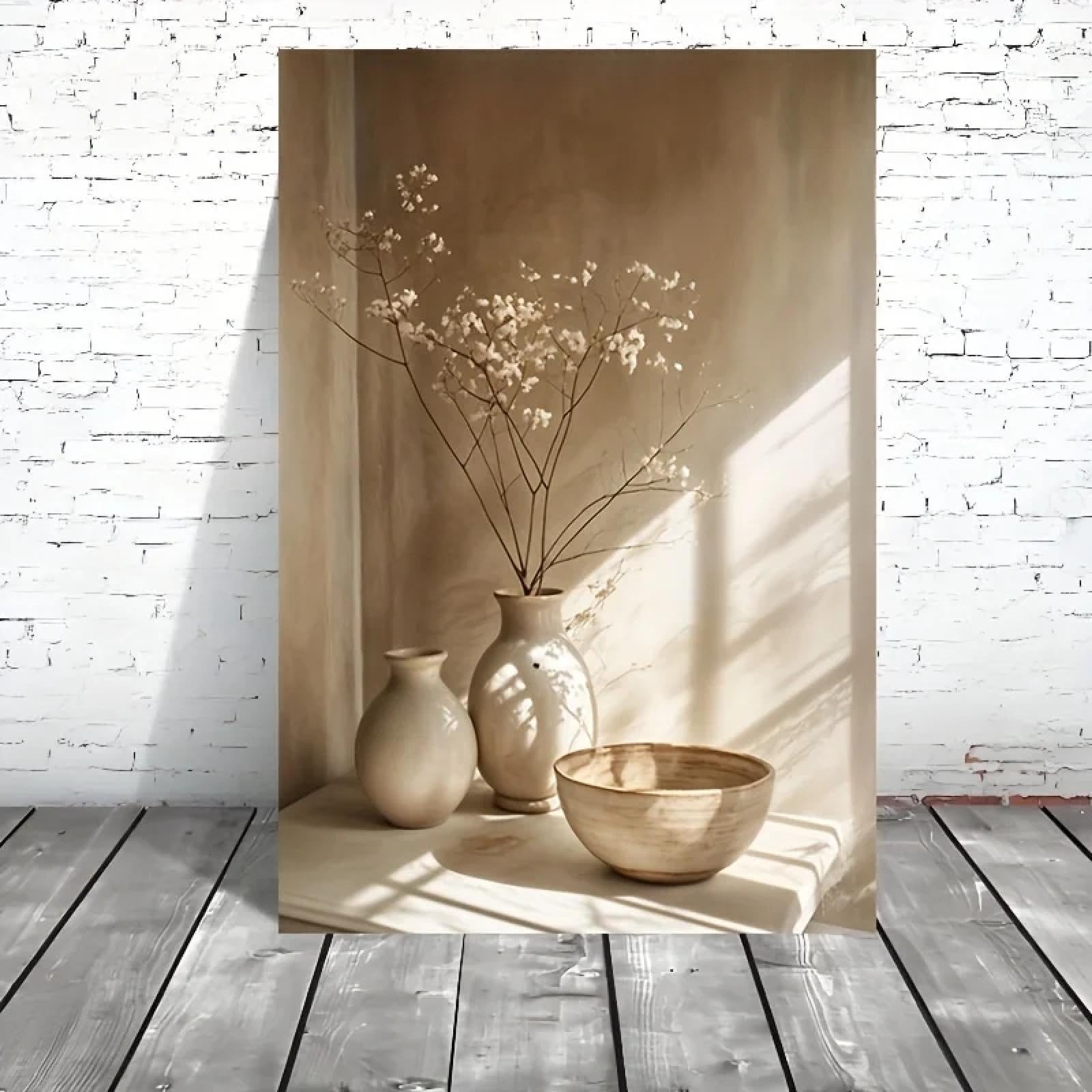 LZJAGXX Retro Floral Vase Canvas Wall Art Print, Modern Abstract Flower Poster for Home Decor, Aesthetic Room Home Wall Decor 70x100cm Framework