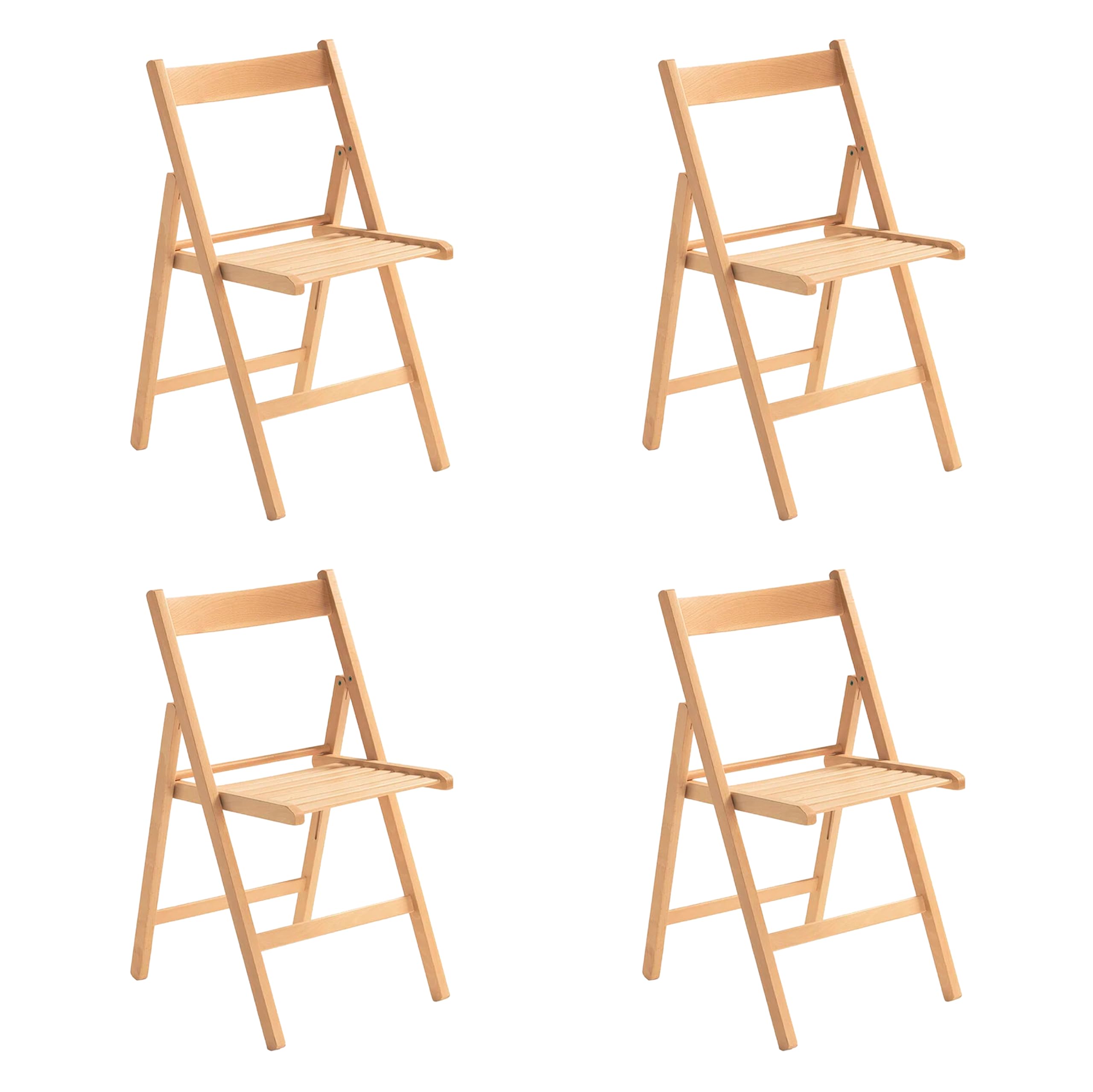 Solycarpa - Set 4 Sillas Plegable De Madera, Exterior, Terraza, Jardín, Comedor, Ligera | Madera de Haya