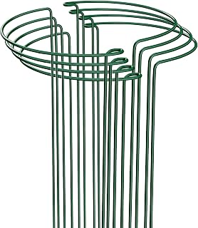 TOYPOPOR 8 Pack 25×40cm Plant Support Stakes, Metal Garden Plant Stakes, Half Round Plant Support Ring Cage for Peonies Monstera Hydrangeas Roses Sedum Vegetables Tomatoes