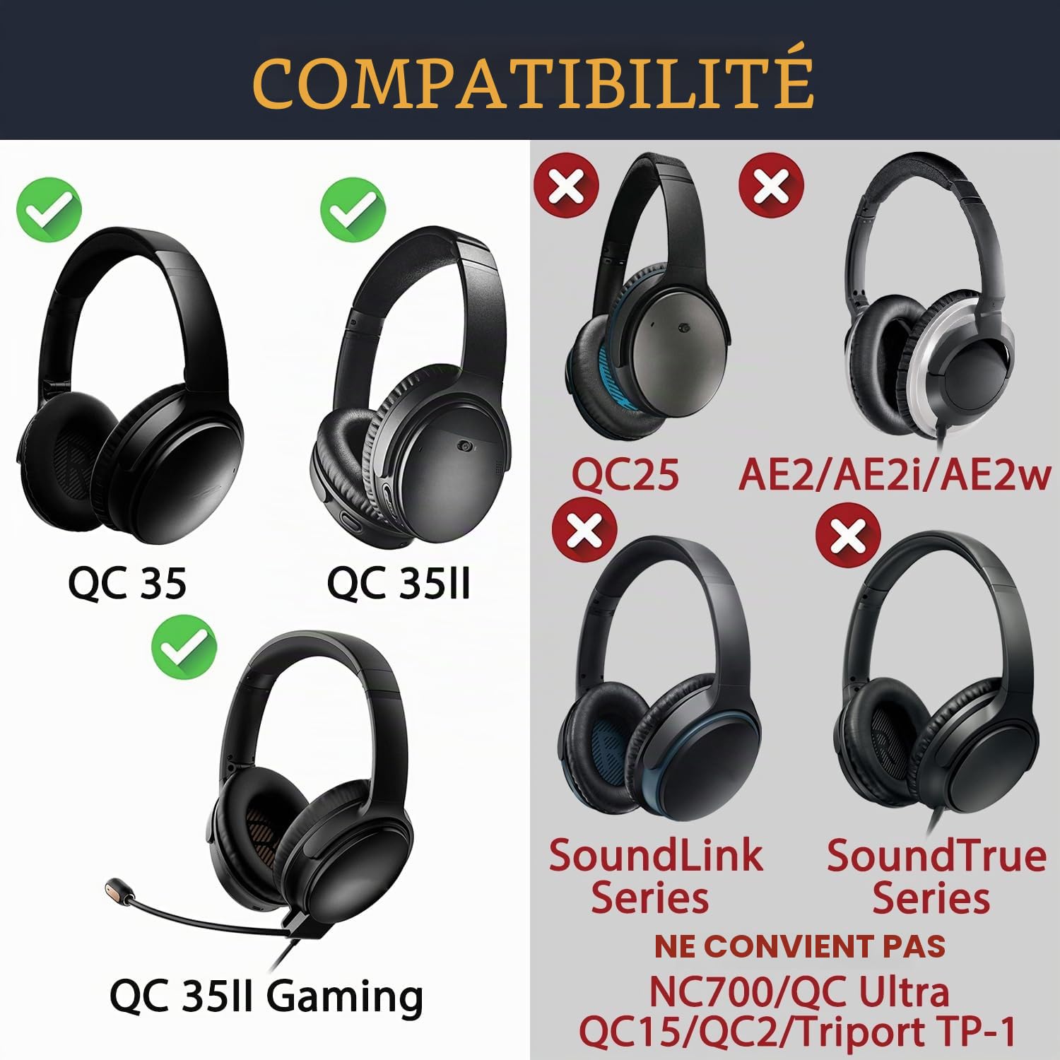 SOULWIT Bandeau de Rechange pour Bose QC35 & QuietComfort 35 II (QC35 II) Casque, DIY Remplacement Headband Accessoires