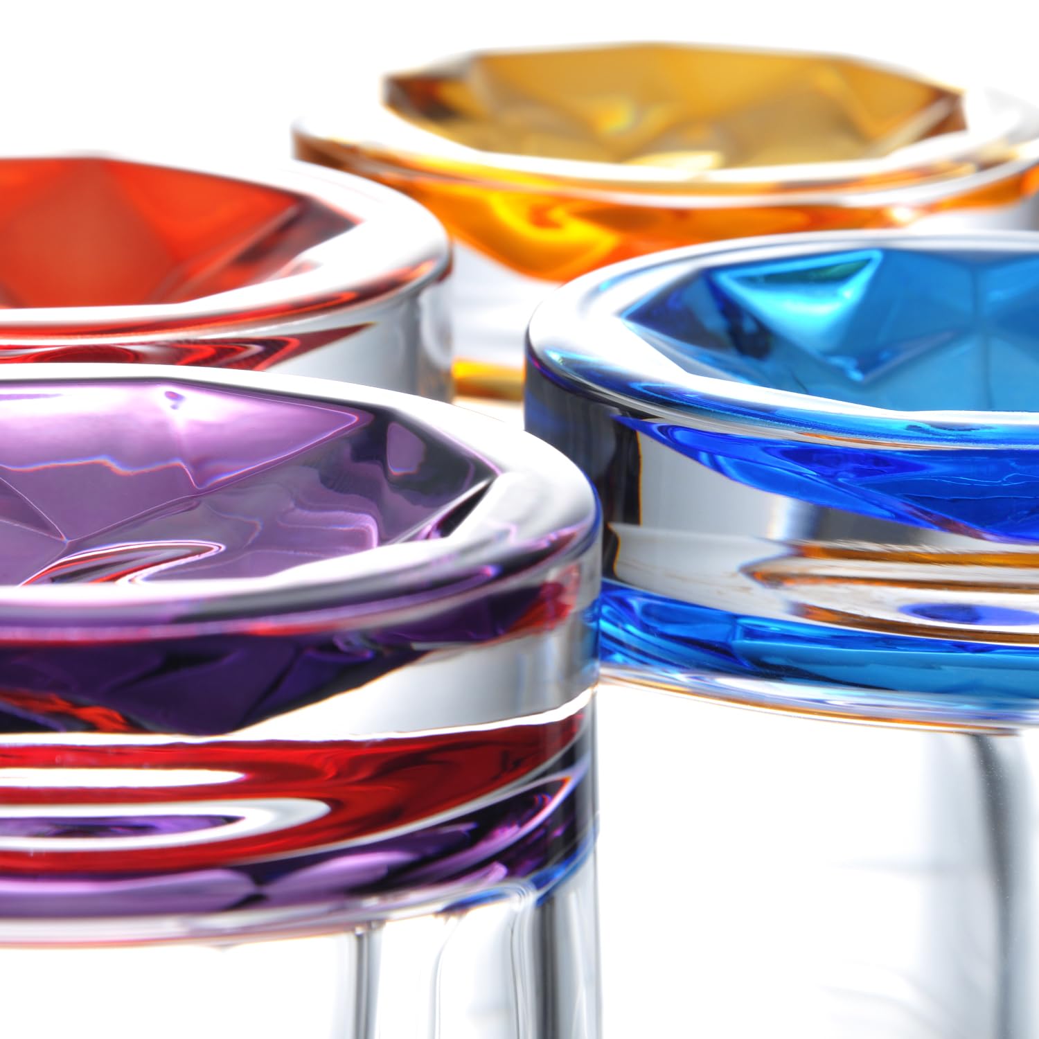 inmute Mesa - Vasos dobles antiguos para bar en casa, juego de 4 vasos de 8.5 onzas con base de montaña de colores, juego de 4, vasos de rocas y vasos de whisky para bourbon, escocés