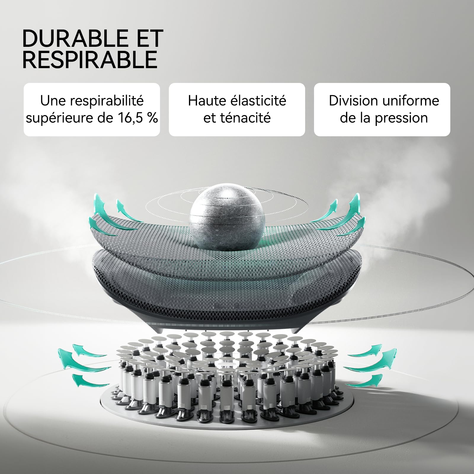 Hbada E3 Pro Fauteuil de Bureau Ergonomique, Système Lombaire Dynamique 3 Zones, Accoudoirs Réglables 6D, Tête avec Réglage 4D, Gris avec Repose-Pieds