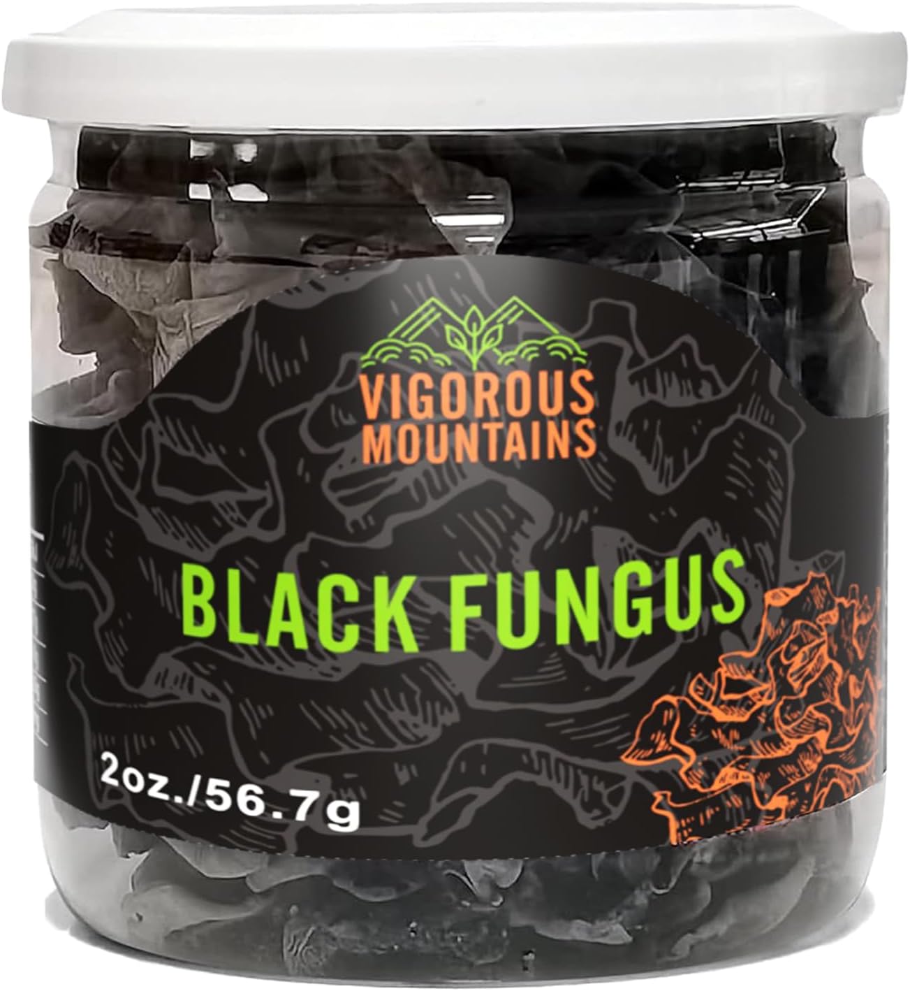 VIGOROUS MOUNTAINS Dried Black Fungus Woodear Mushrooms for Cooking (2.00, ounces)