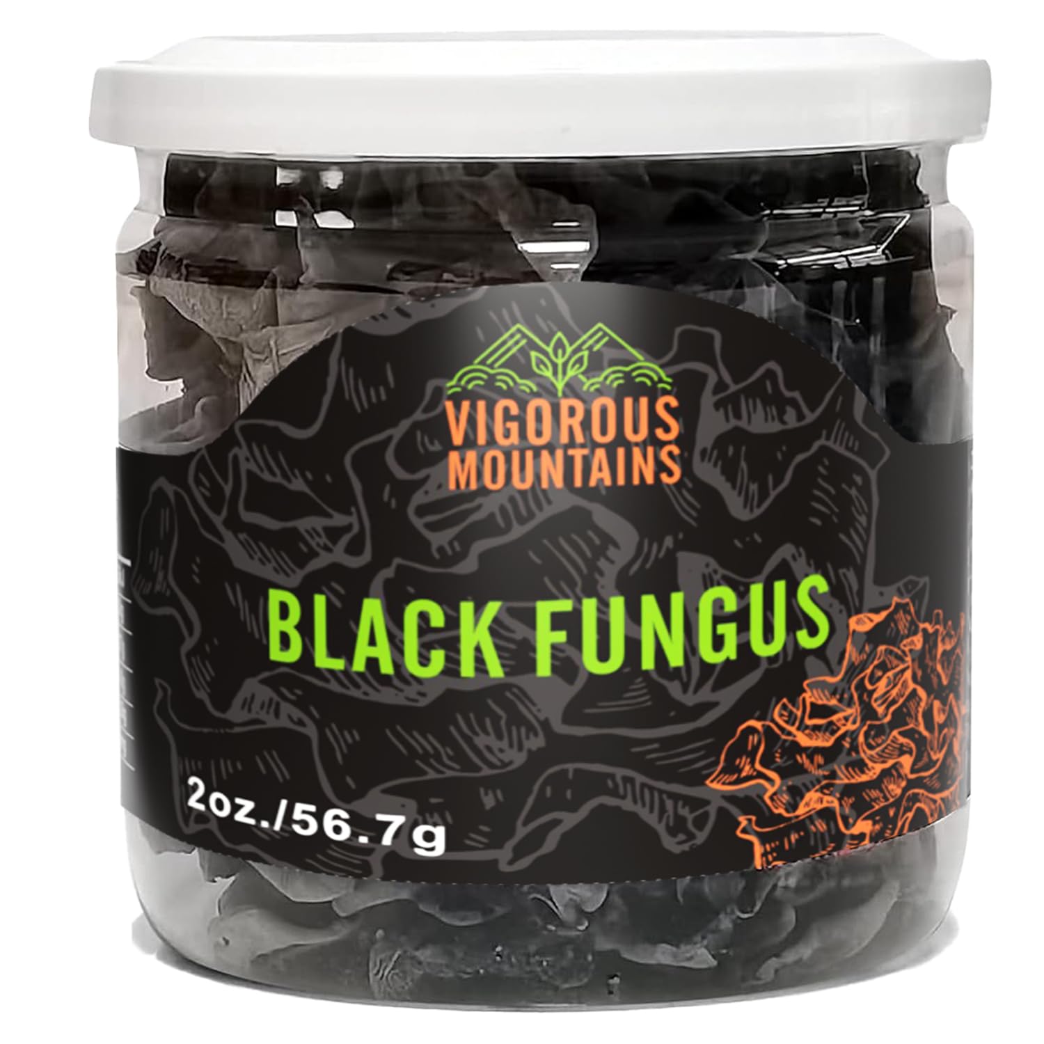 VIGOROUS MOUNTAINS Dried Woodear Mushrooms for Cooking, Chewy Texture Dry Black Fungus for Soup Stir-fries Salads , 木耳 2 oz, 56.7 g