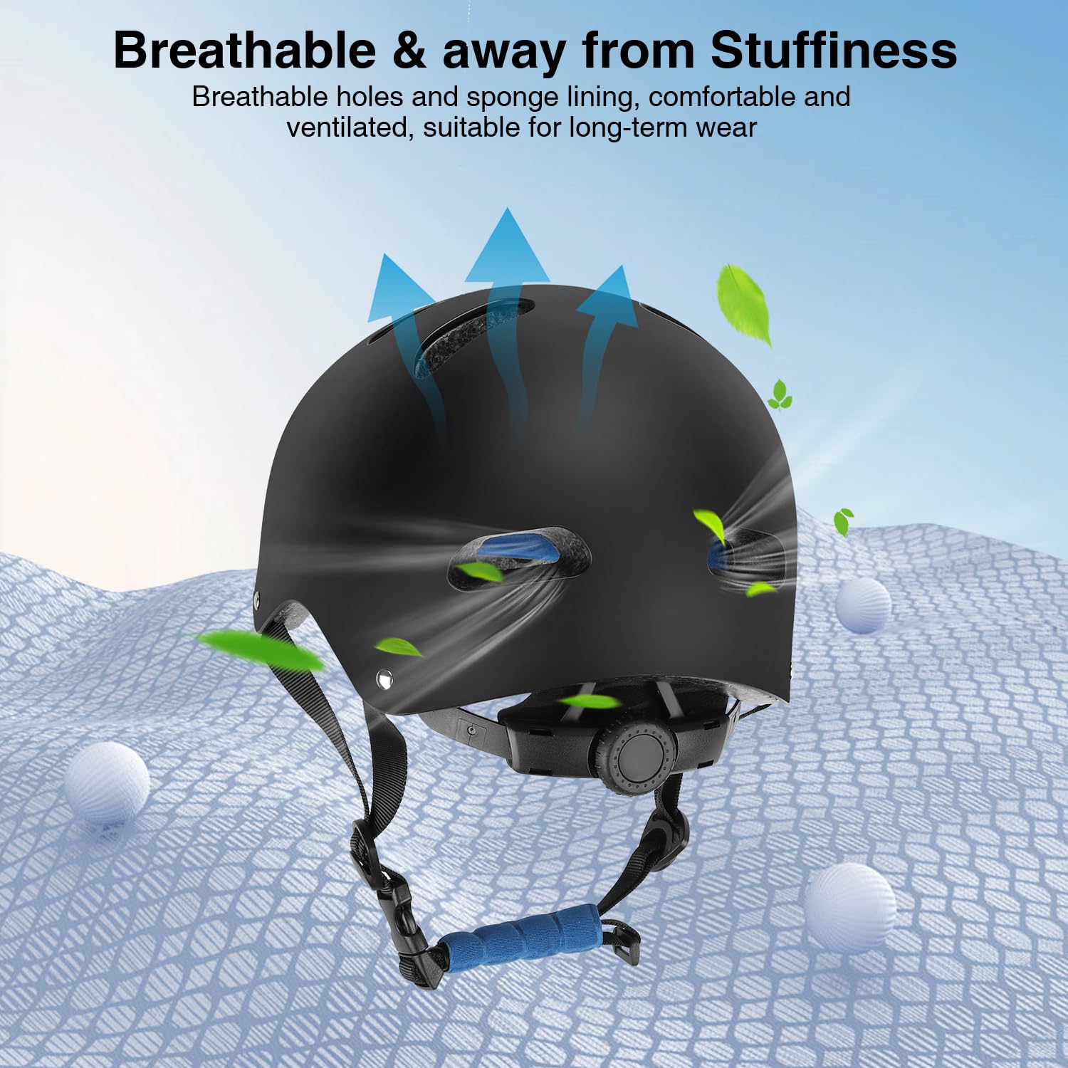 Skaterhelm Fahrradhelm für Damen Herren 59-62CM Robuster Stadthelm für den Alltag Verstellbar Unisex Schutzhelm für Skateboard E-Scooter Roller BMX