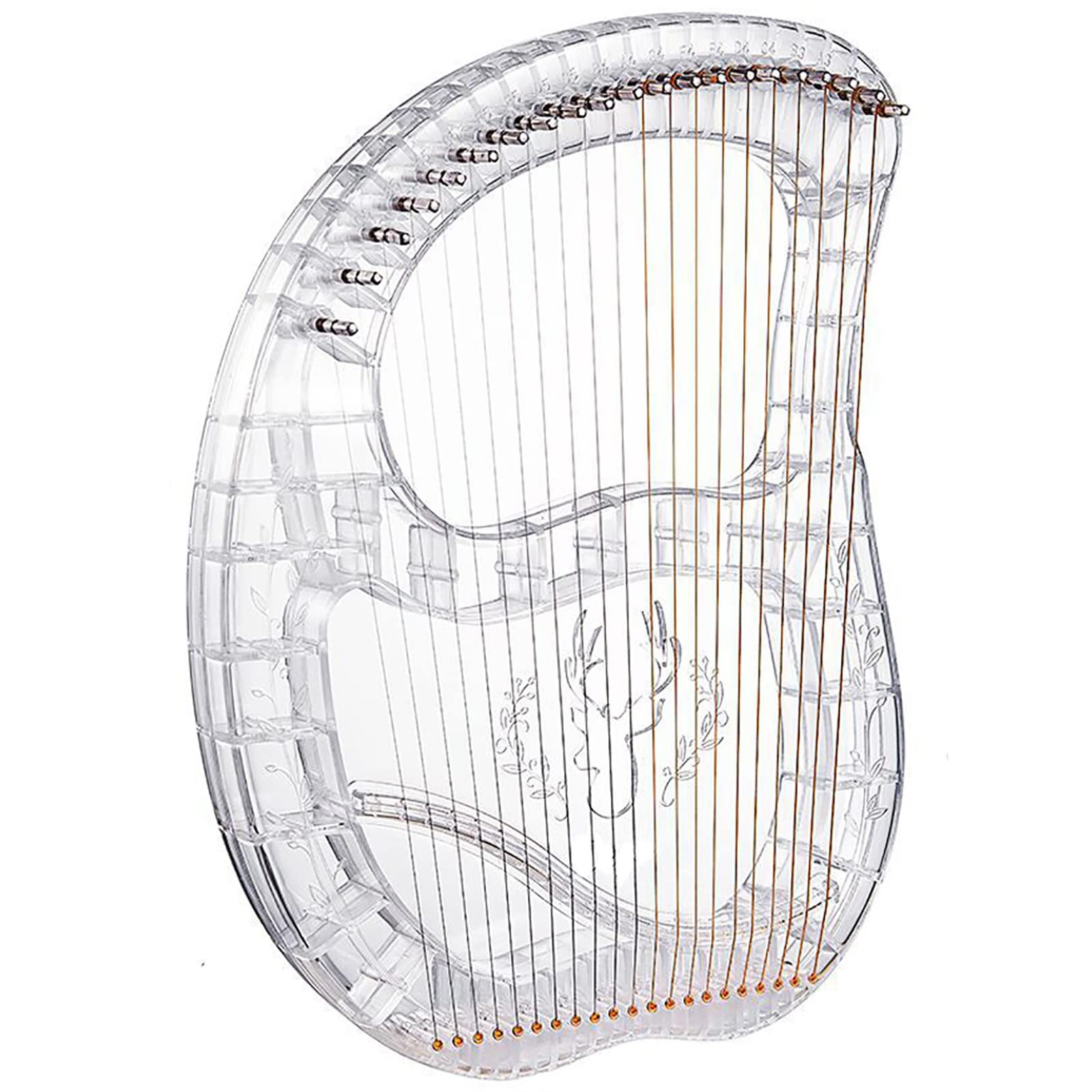 Arpa de lira de 21 cuerdas Instrumento de cuerda transparente ABS, cuerpo anticaída 3D, con bolsa EVA portátil/llave de afinación/cuerda de repuesto, para amantes de la música principiantes adultos
