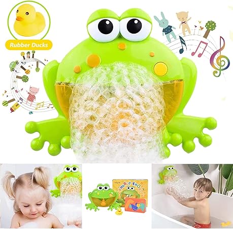 HengGL Baby & Toddler Toys,Bath Toys HengGL Baby Bath Bubble Toys Set, Automatic Frog Bubble Maker Kids Bath Bubble Machine with 12 Music Baby Fun Bath Toys