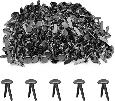 Rierdge Metal Paper Fasteners Split Pins, 8 x 12mm Black, 300 Pcs