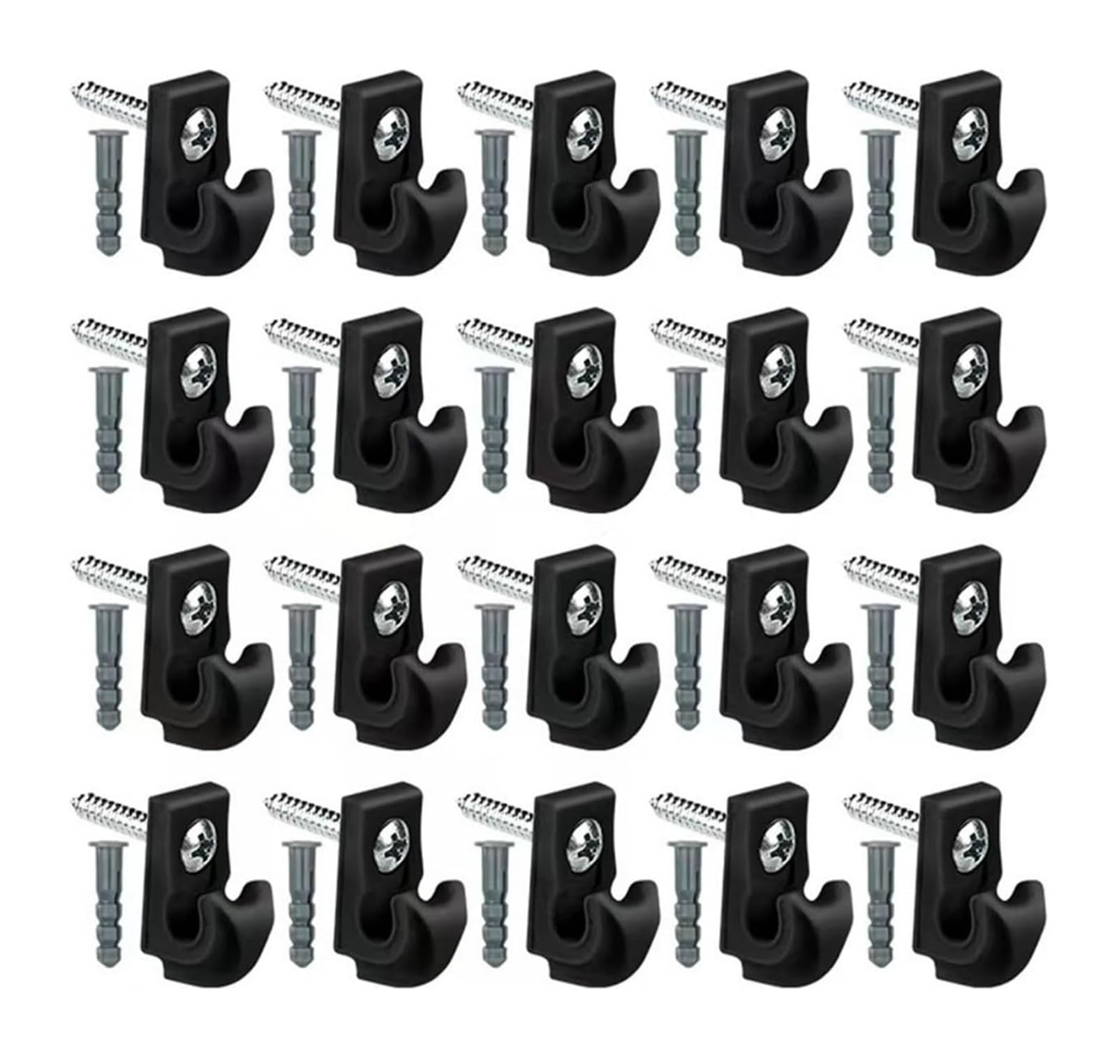 DQZRTUECA Outdoor String Light Hook ABS Gutter Shape Pack of 10-50 Screw-in(Black-20pc)