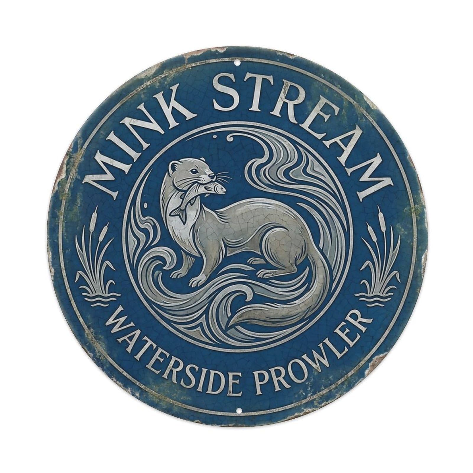 Cxhjca 8X8inch(20X20cm) Mink Stream Waterside Prowler Metal Tin Sign