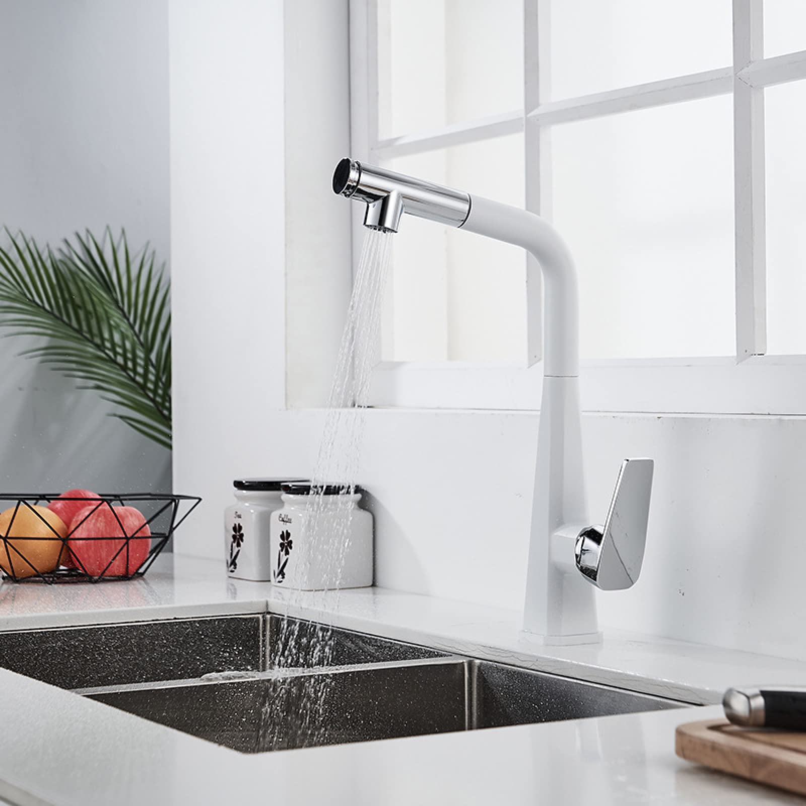 Grifo de cocina extraíble con rotación de 360 grados y dos modos de agua