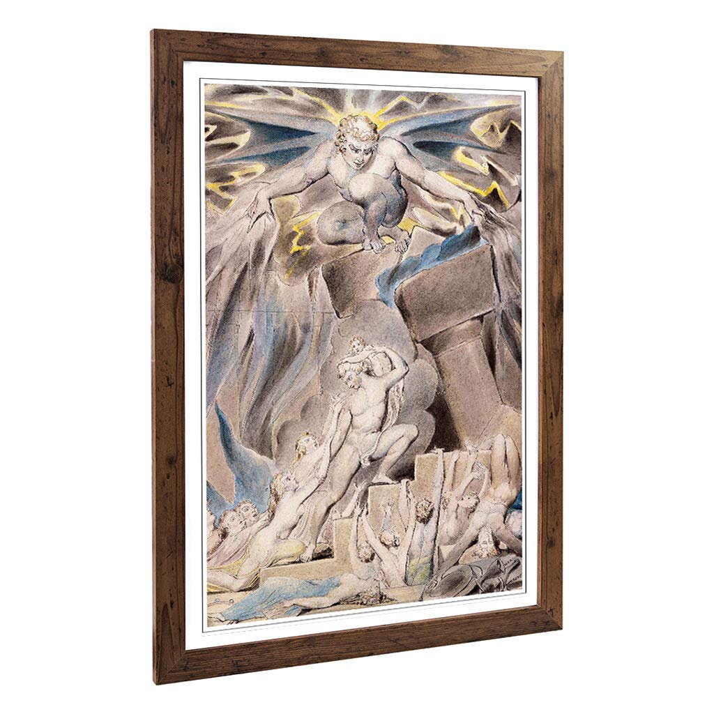 Big Box Art Framed Print of William Blake Overwhelmed by Satan Design | Wall Art Picture | Home Decor for Kitchen, Living Room, Bedroom, Hallway, Walnut, A2 / 24.5x18 Inch / 62x45cm