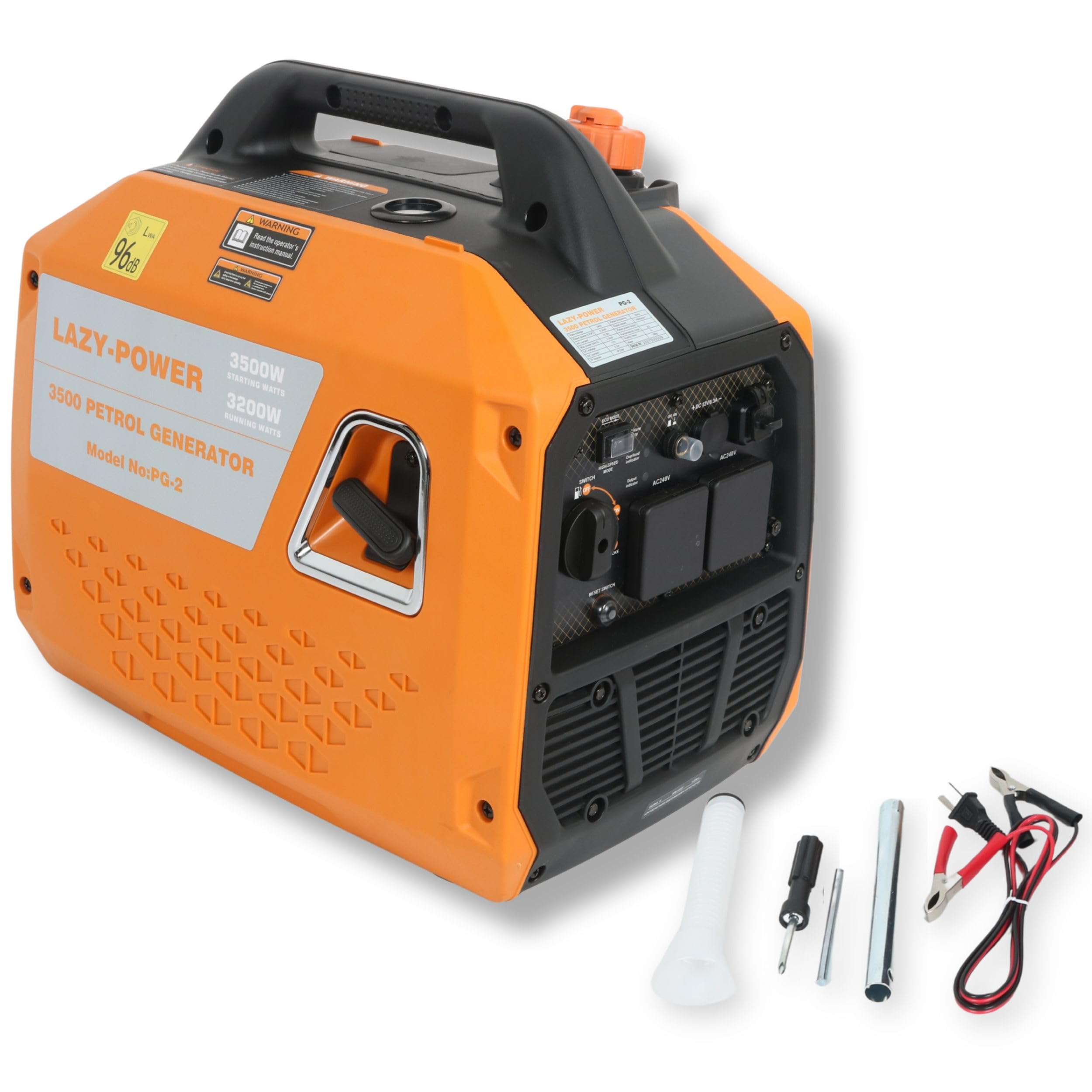 Ark Mat 3500W Portable Inverter Generator Petrol, 4-Stroke 149cc Quiet Power Station, Pure Sine Wave Generator with 6L Fuel Tank, 230V/50Hz, Ideal for Camping, RV, Outdoor, and Home Backup - Orange