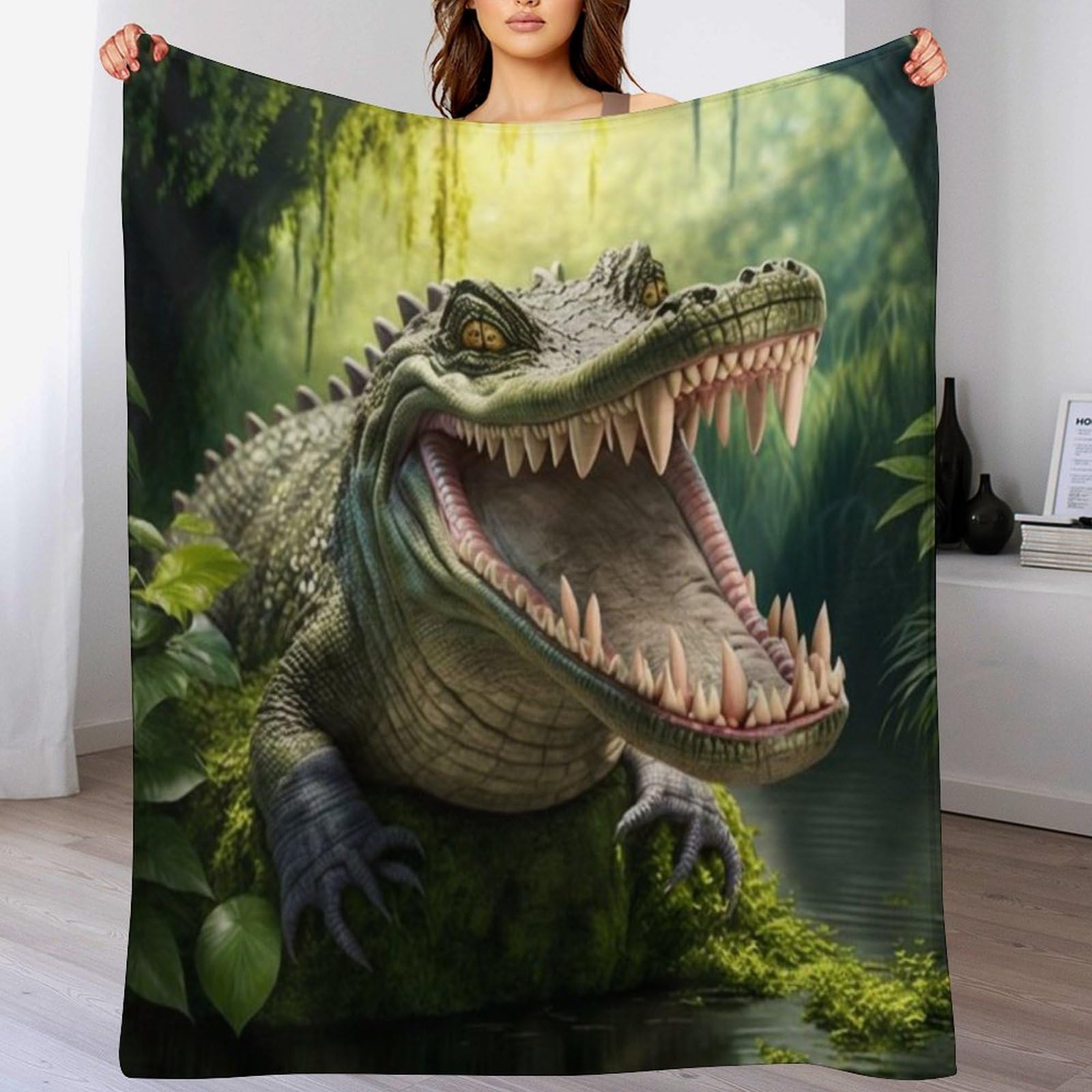 Couverture crocodile en flanelle cadeau cocooning moelleux
