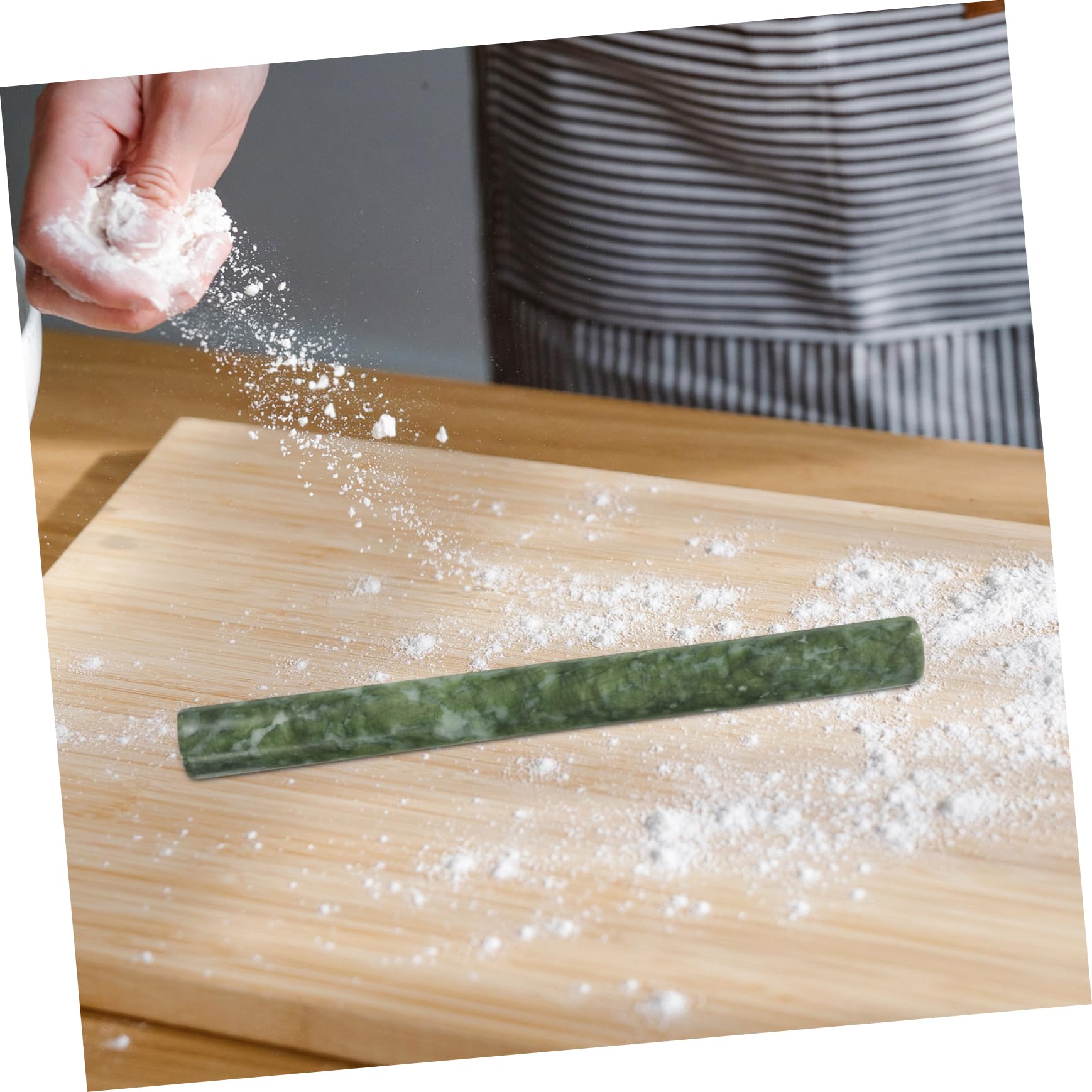 Rouleau à Pâtisserie en Jade Vert, Lot de 2, Antiadhésif et Facile à Utiliser, pour Pâte à Raviolis et Pâtes Fraîches, Résistant et Solide