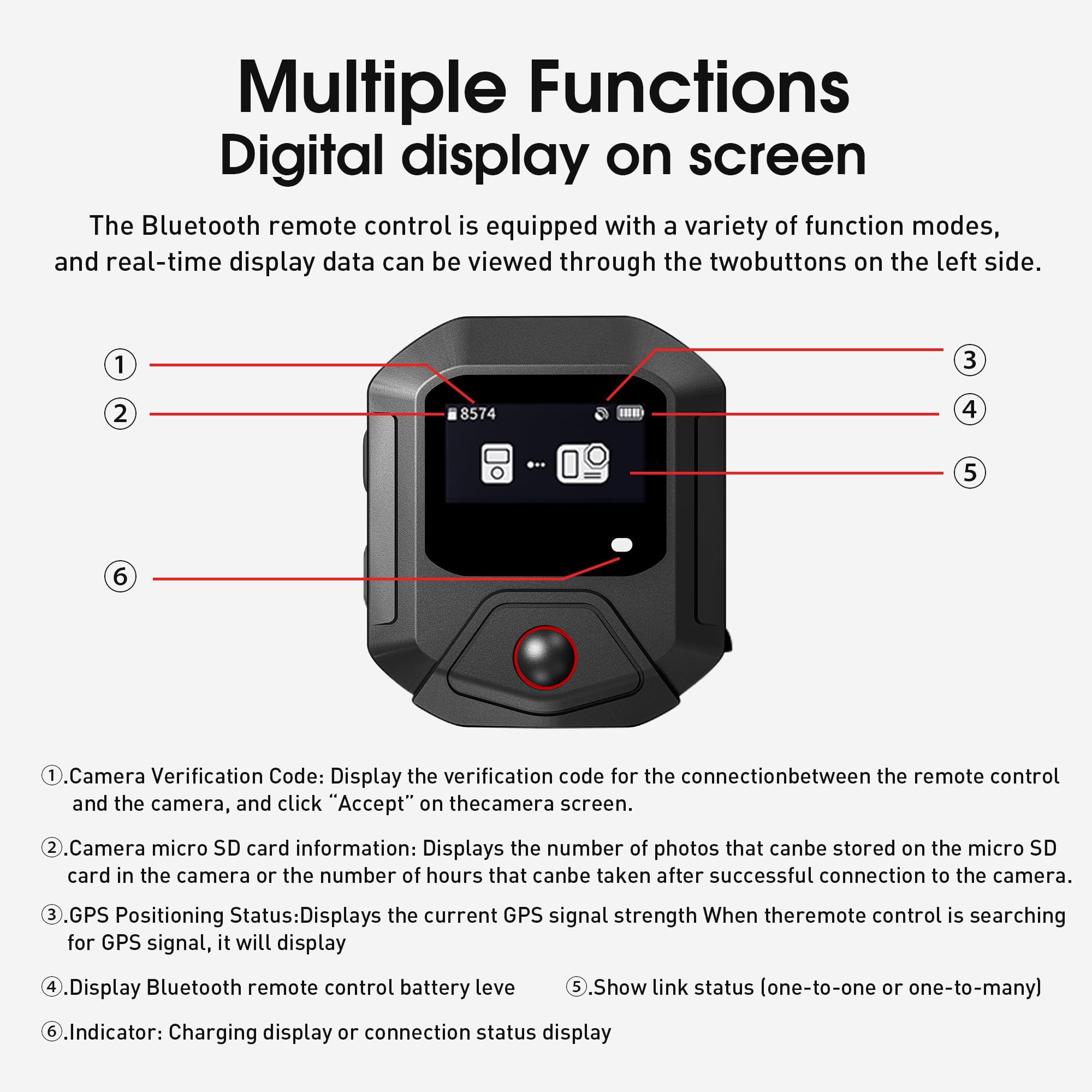 YDW Mando a distancia GPS Bluetooth para DJI Osmo Action 5 Pro/Action 4, una máquina con múltiples controles, accesorios de acción inteligente de alcance de 25 m, accesorios de control remoto
