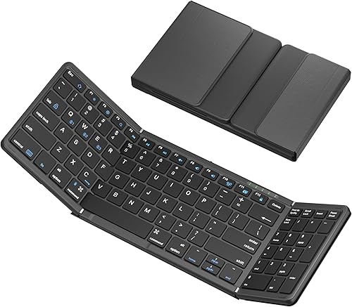 Miniatura 8 de Teclado Bluetooth plegable, sincroniza hasta 3 dispositivos con teclado numérico, teclado portátil recargable de viaje para Windows, iOS, Android,