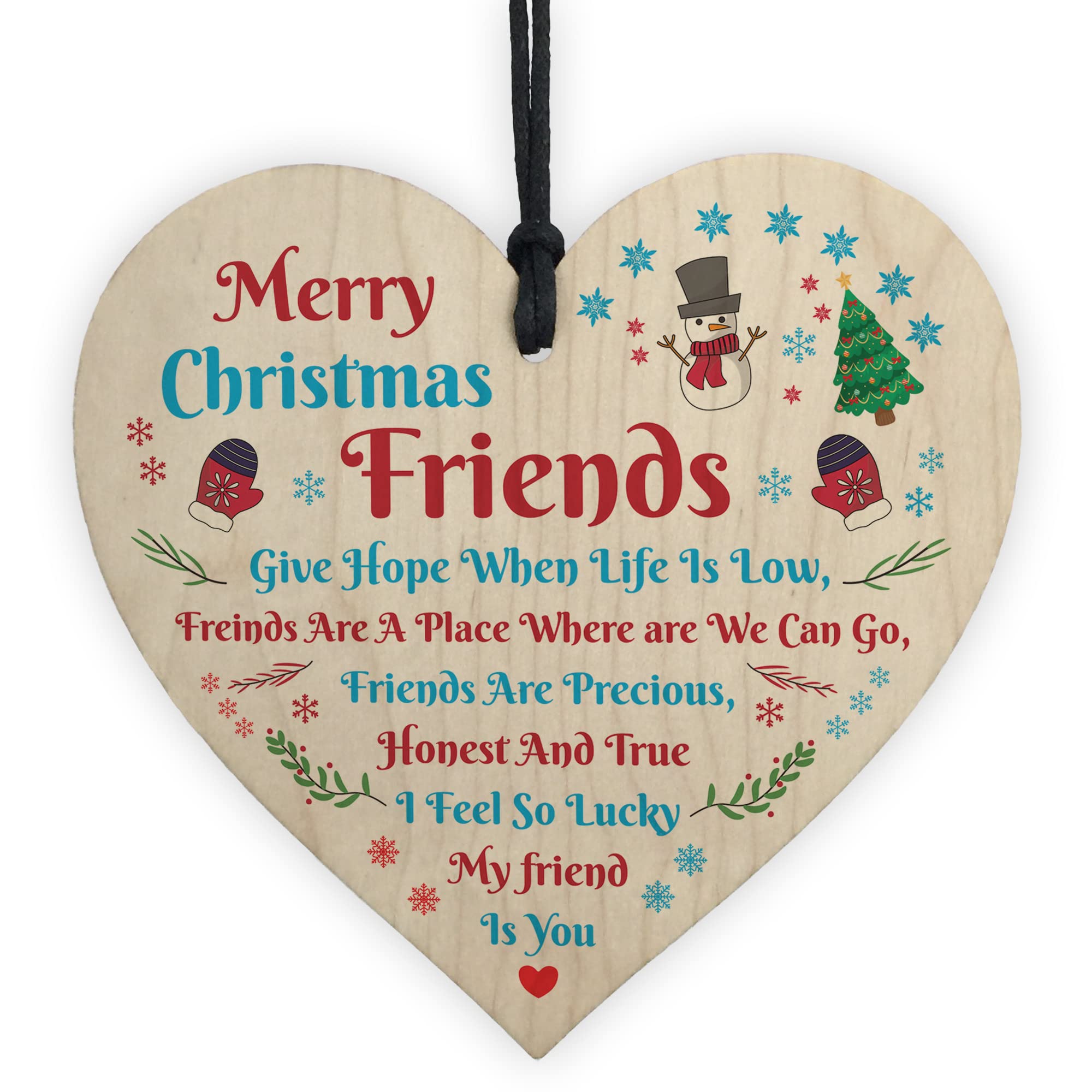 Red Ocean Best Friend Poem Heart Hanging Sign Christmas For Friendship Gift For Women