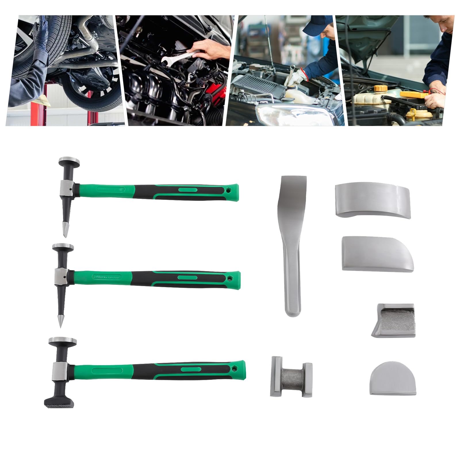 Kit di rimozione ammaccature 9 pezzi martelli mucchio corpo acciaio 45